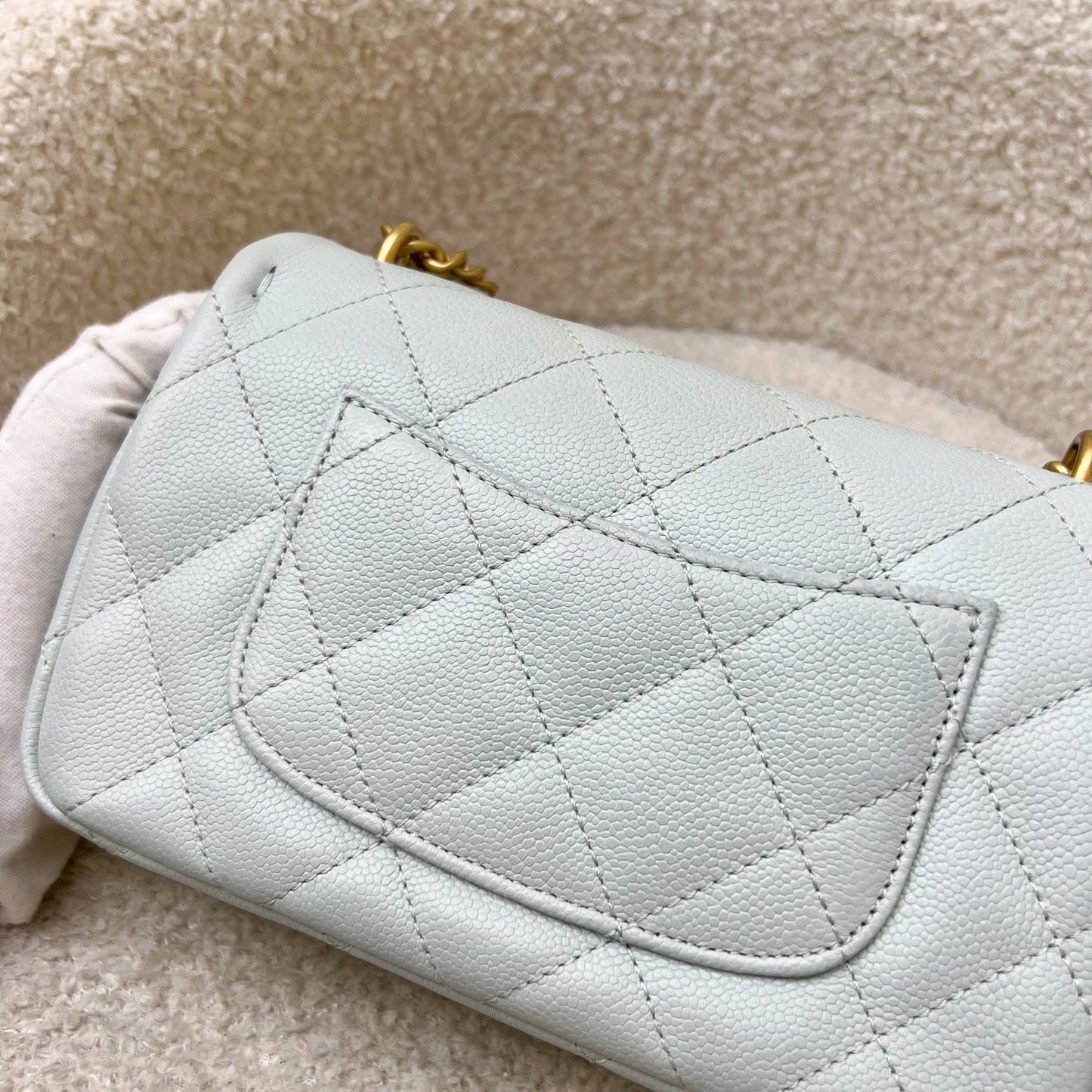 GLM-24P Heart Adjustable Chain Small / Mini 19cm Flap Bag in Bluish Grey Caviar and AGHW