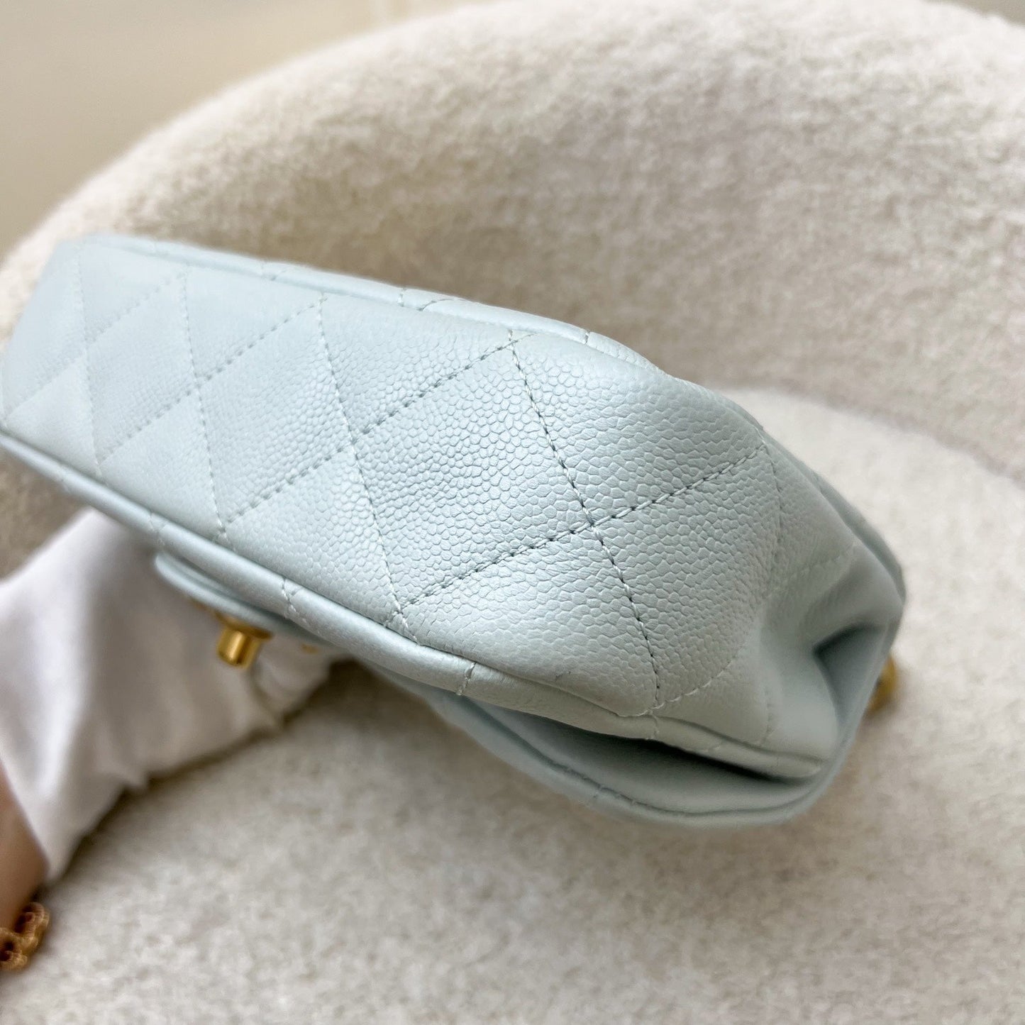 GLM-24P Heart Adjustable Chain Small / Mini 19cm Flap Bag in Bluish Grey Caviar and AGHW