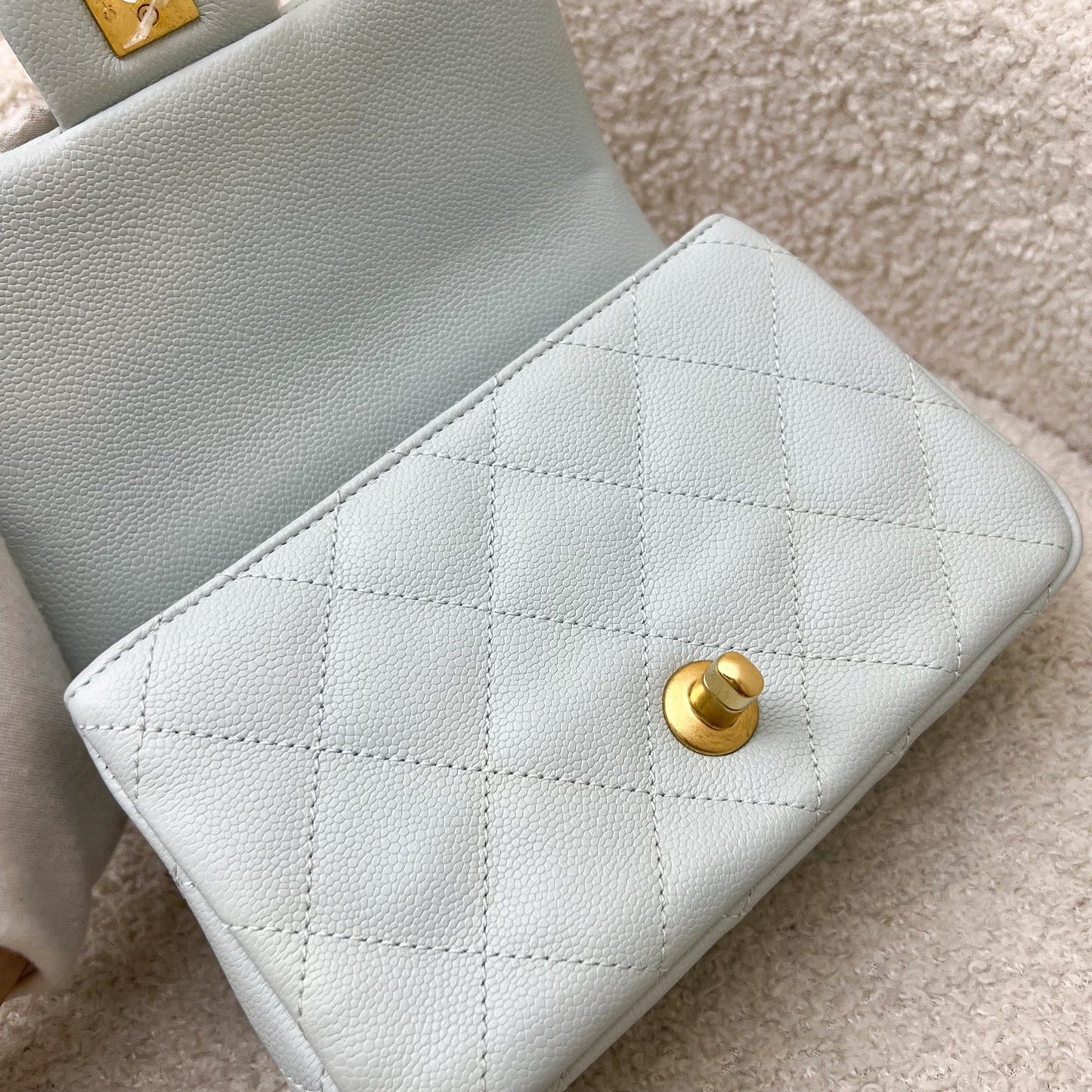 GLM-24P Heart Adjustable Chain Small / Mini 19cm Flap Bag in Bluish Grey Caviar and AGHW