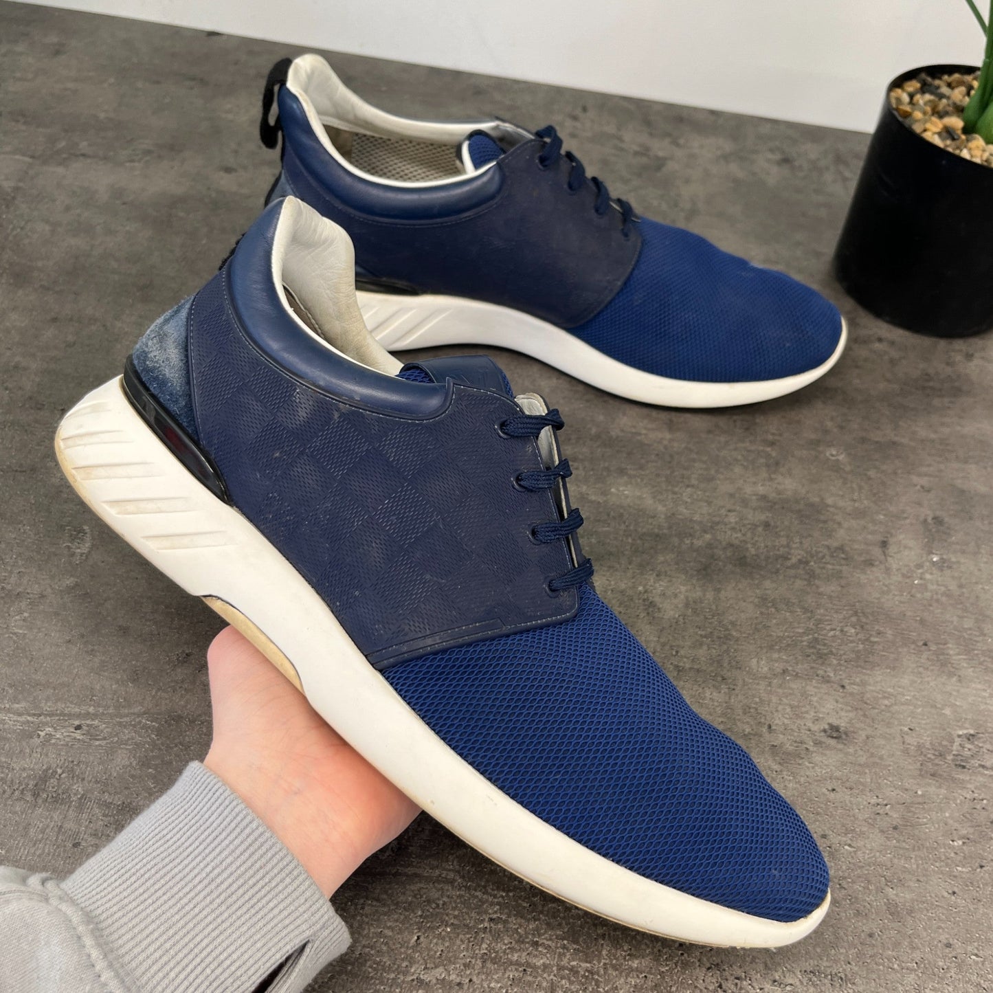 Men's Damier Runners Low Trainers Blue Size EU 45 / UK 11