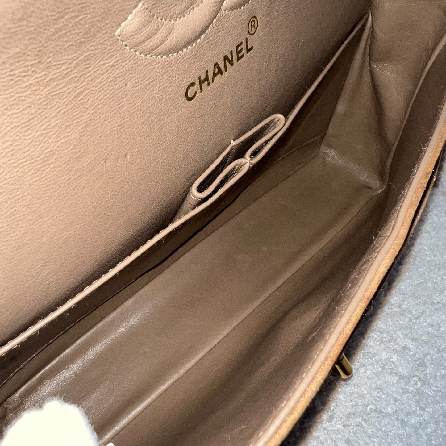 GLM- Medium Classic Flap CF in Brown Suede and 24K Gold Plated HW
