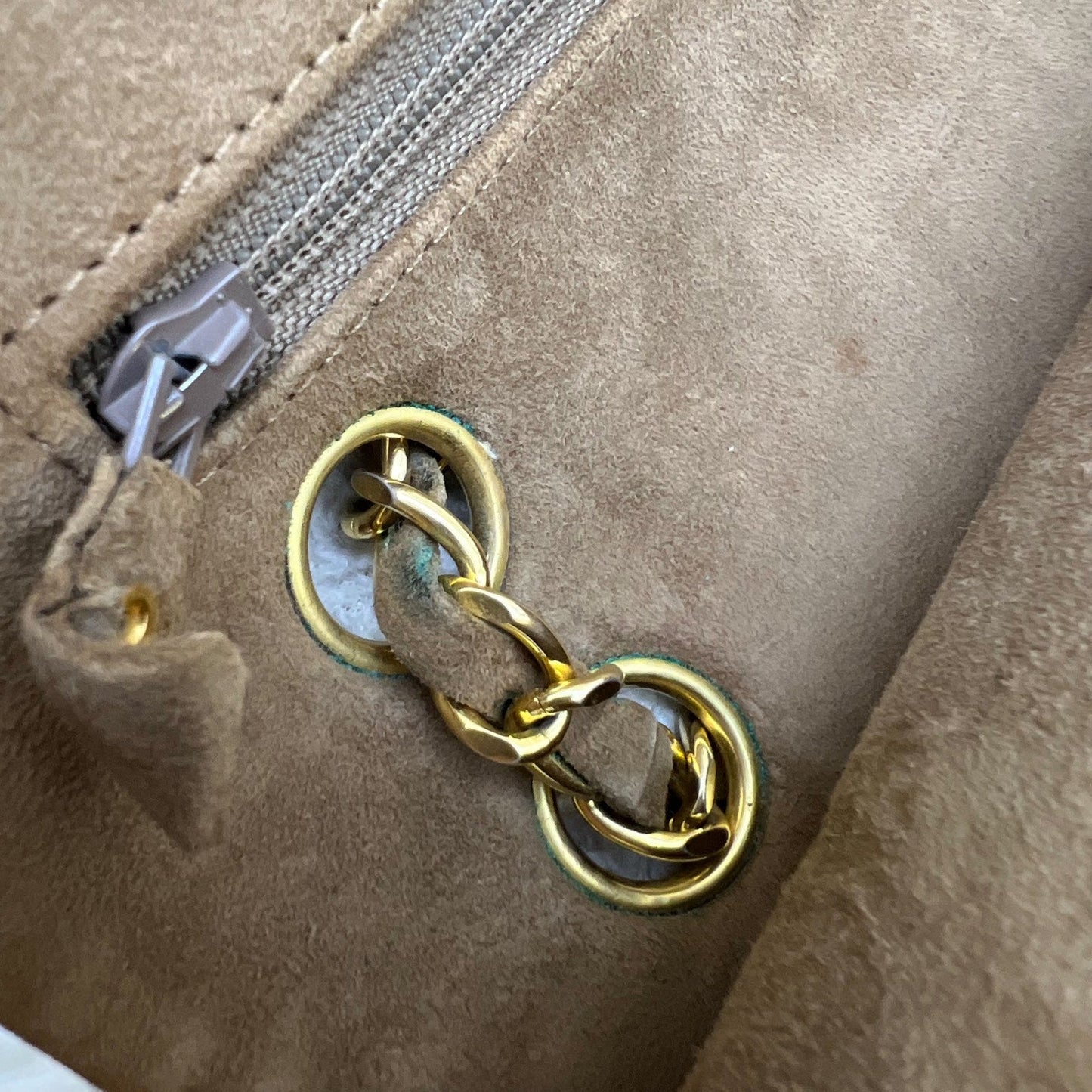 GLM- Medium Classic Flap CF in Brown Suede and 24K Gold Plated HW