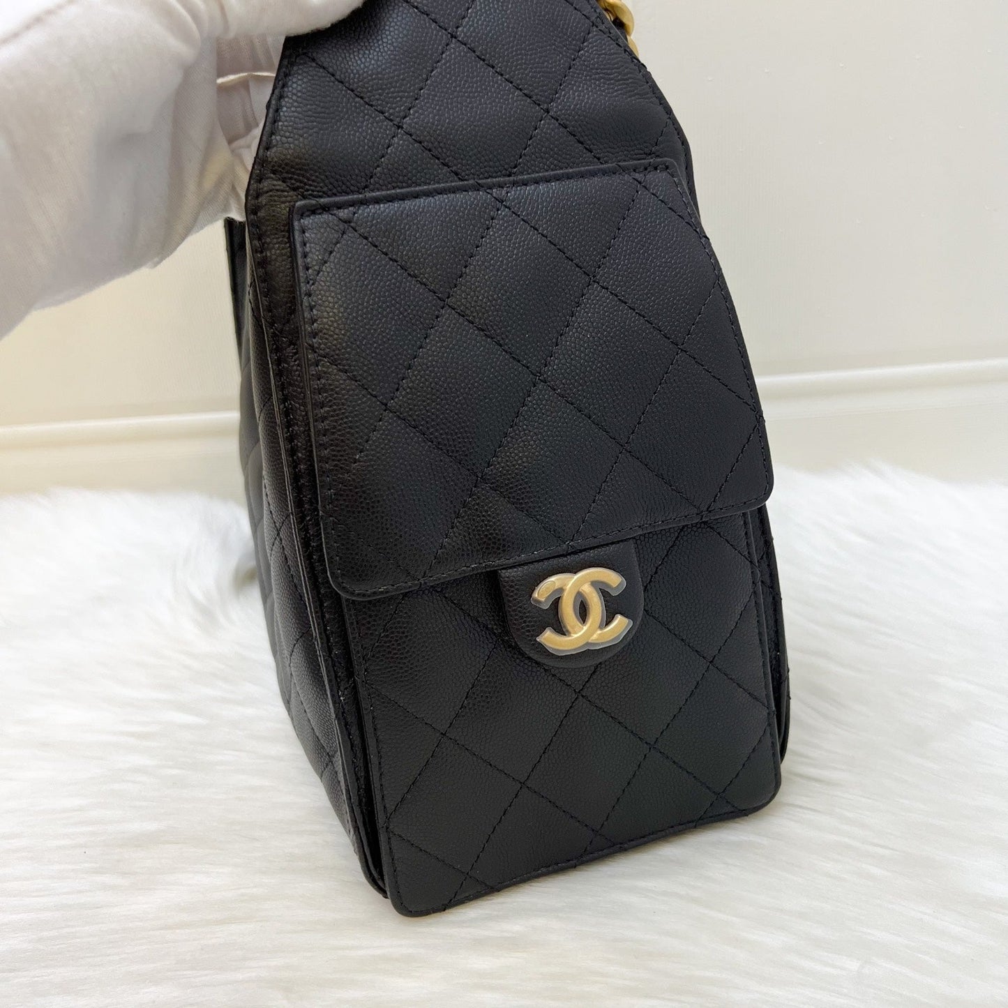 GLM-25 Small Hobo Bag in Black Caviar and AGHW (Model: AS5293)