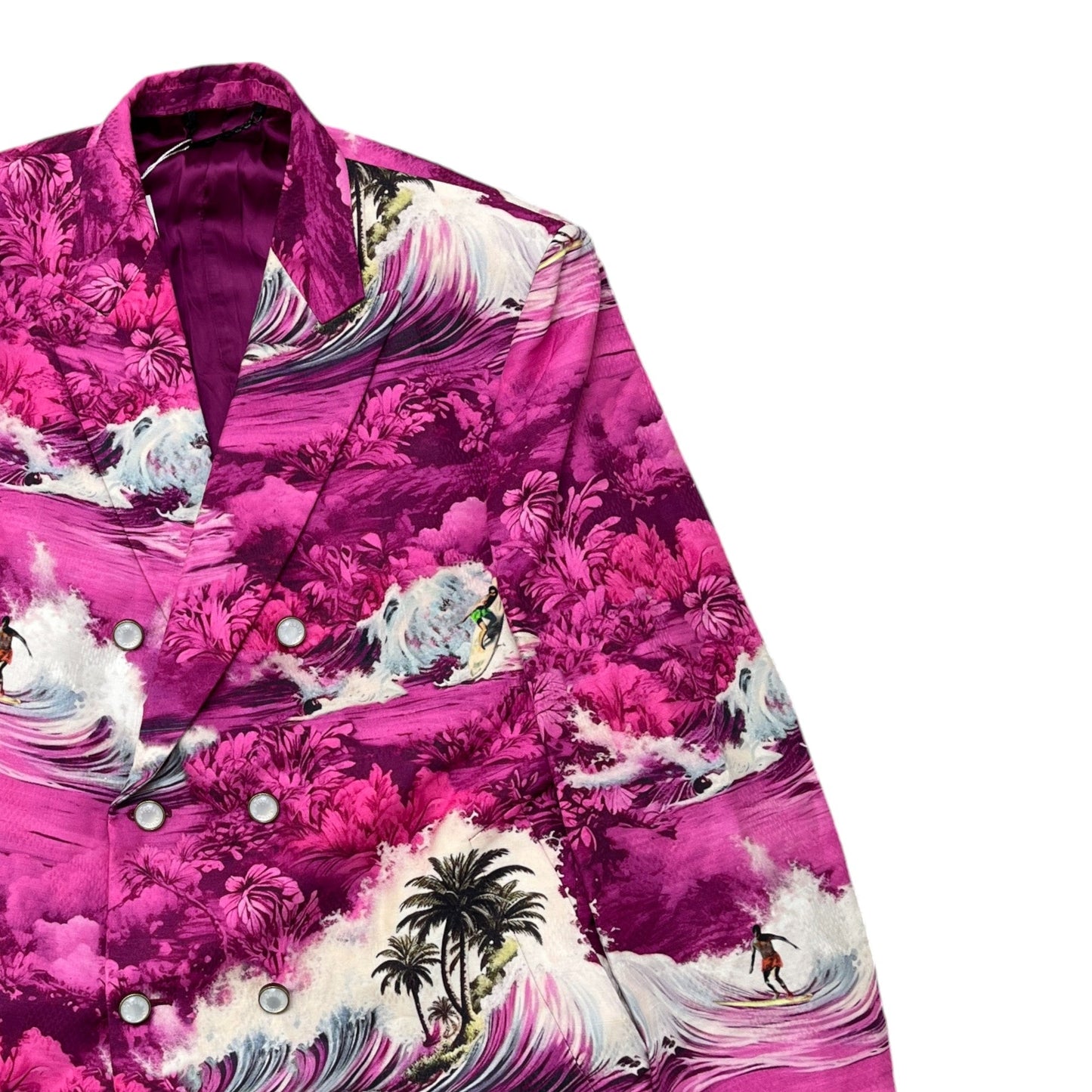 Men's Double Breasted Cotton Linen Tailored Jacket Pink Size IT 52 / XL