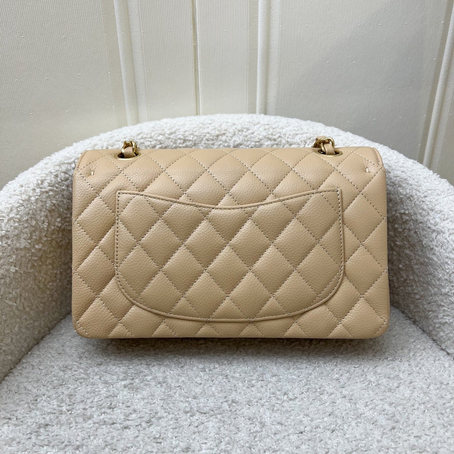 GLM-Small Classic Flap CF in Beige Caviar and GHW
