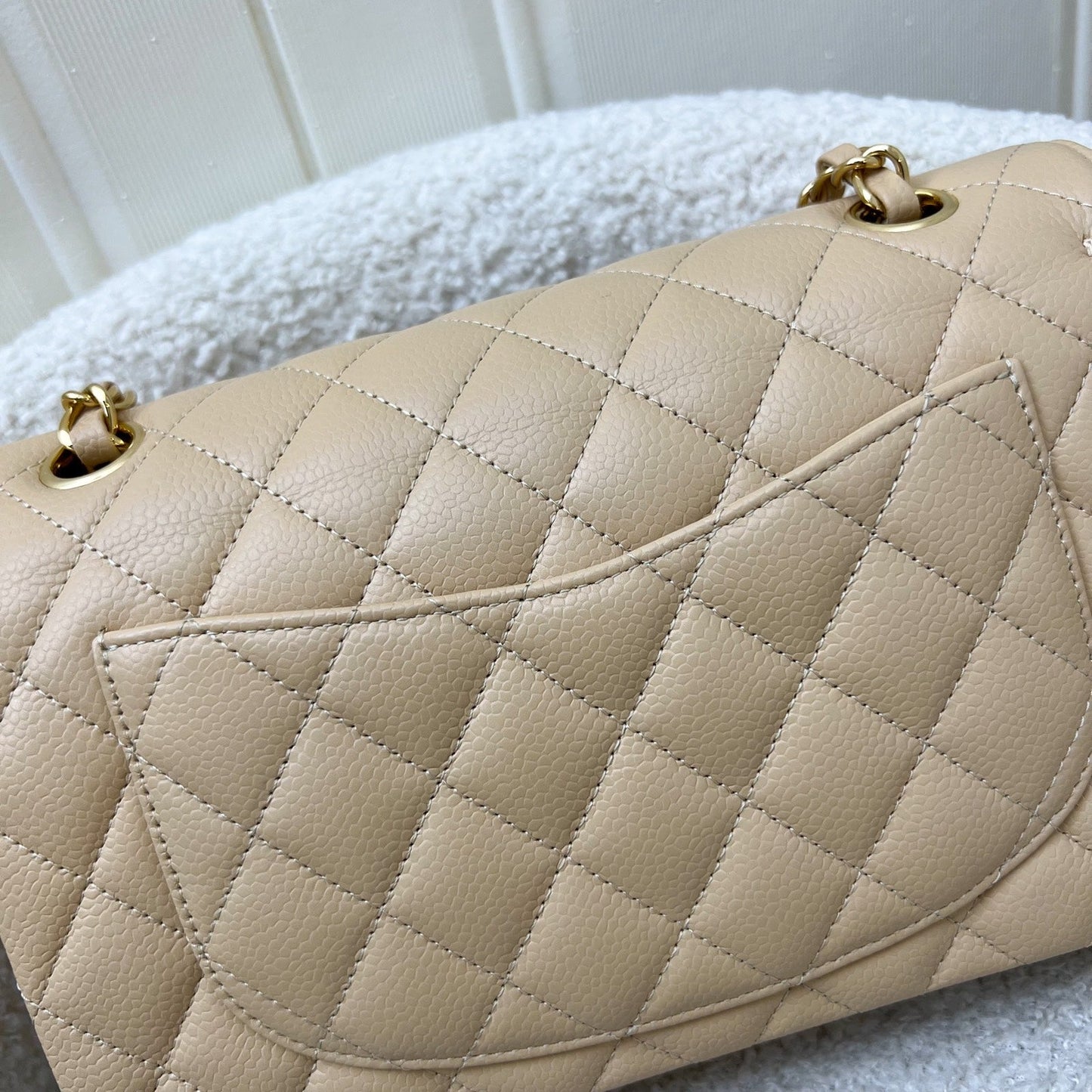 GLM-Small Classic Flap CF in Beige Caviar and GHW