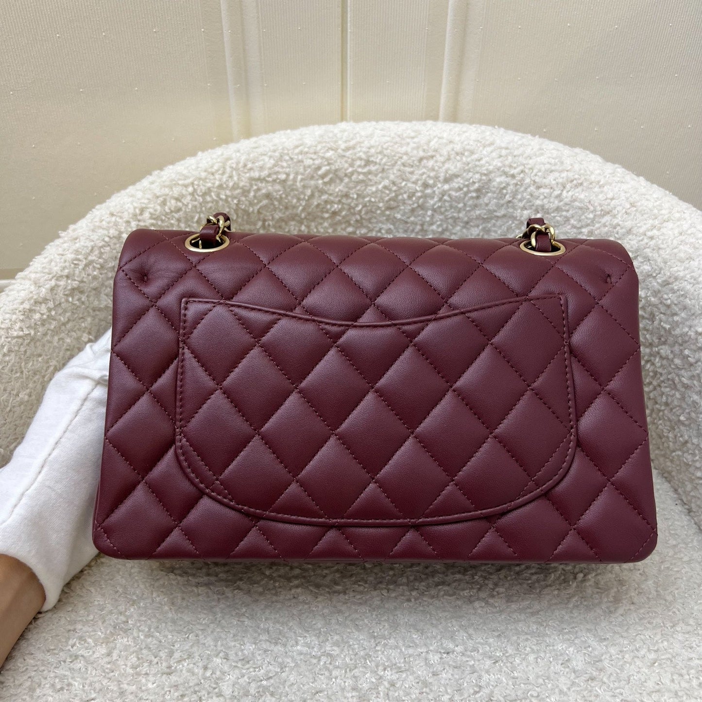 GLM-Small Classic Flap CF in Burgundy Lambskin and LGHW
