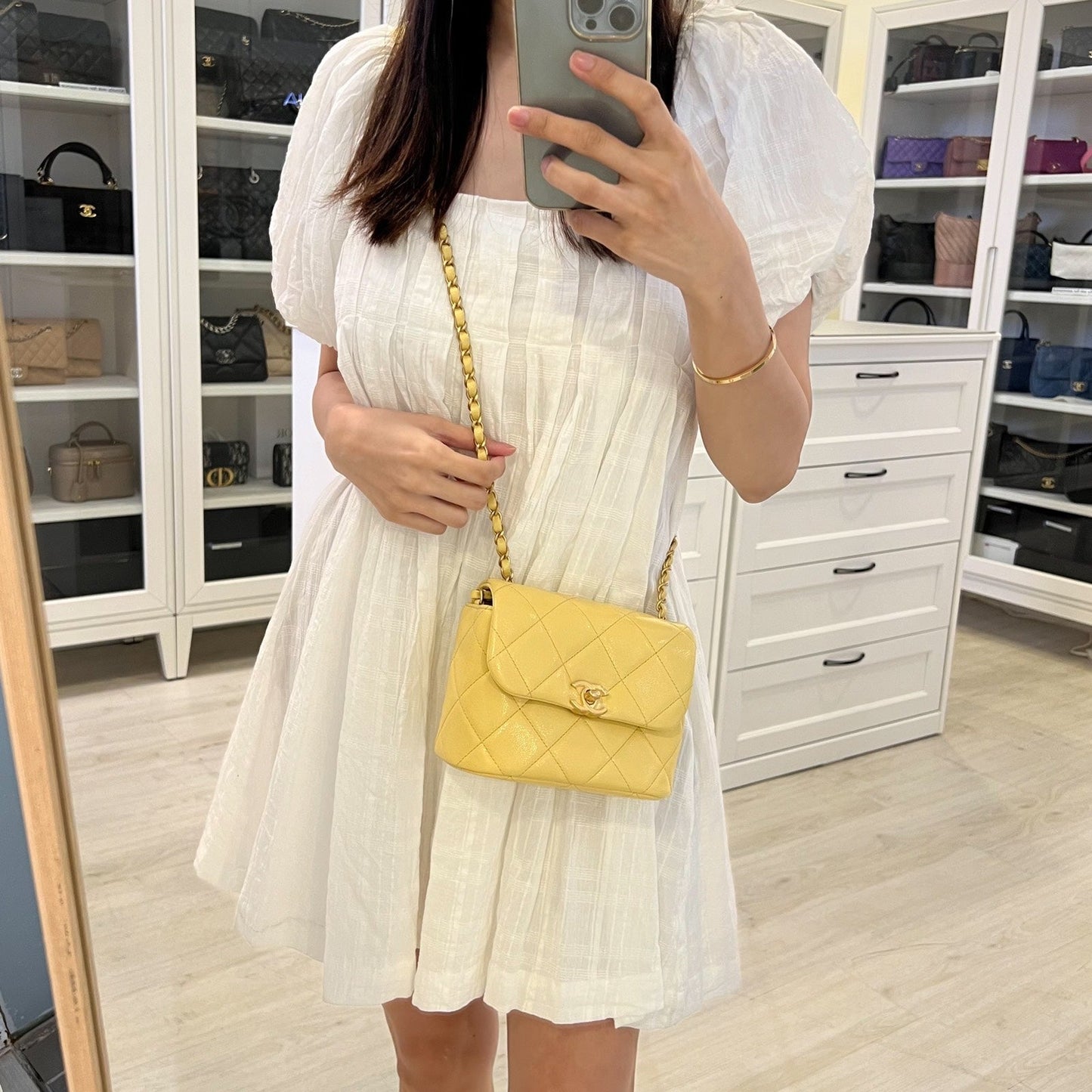 GLM-22P Seasonal Square Mini in Light Yellow Caviar GHW