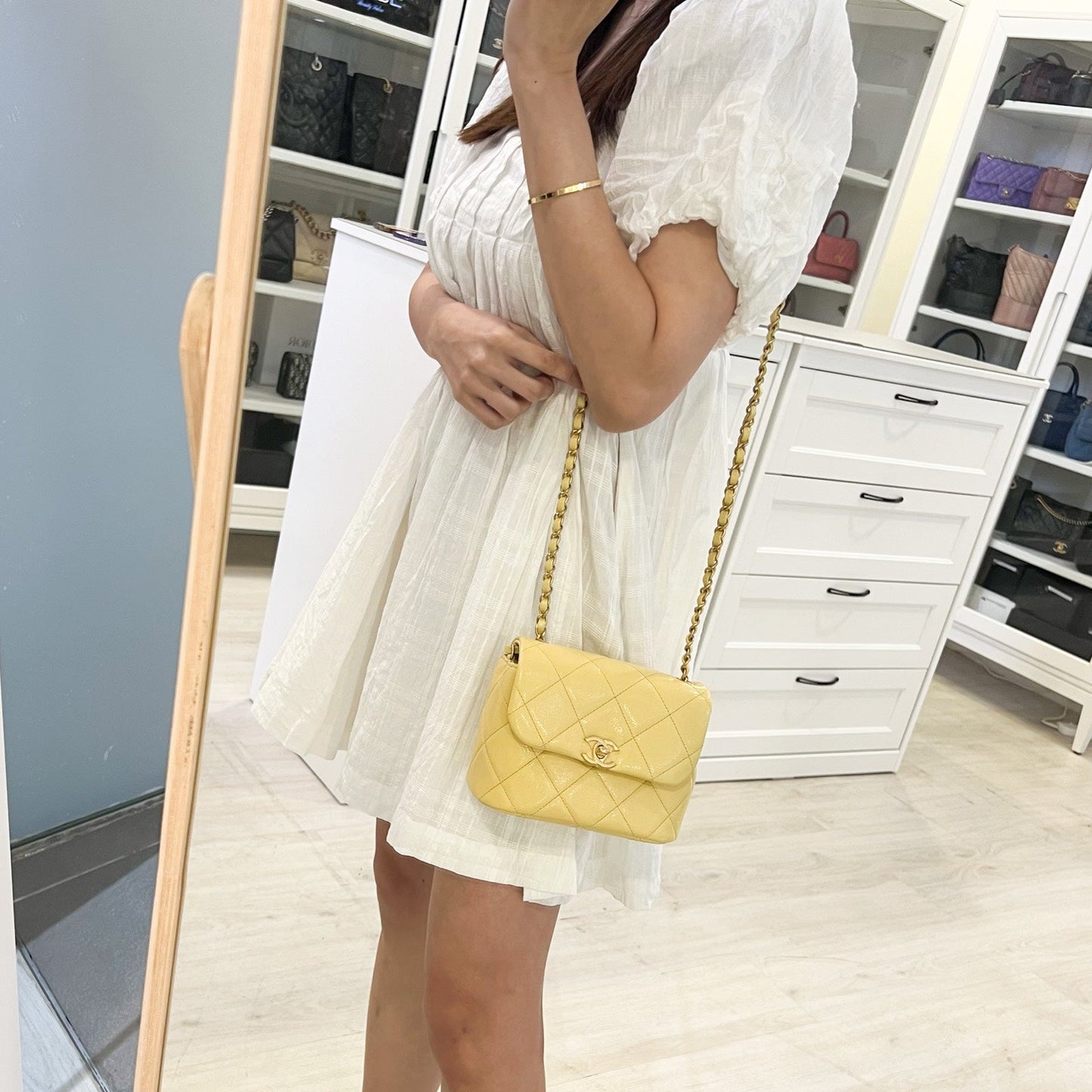 GLM-22P Seasonal Square Mini in Light Yellow Caviar GHW