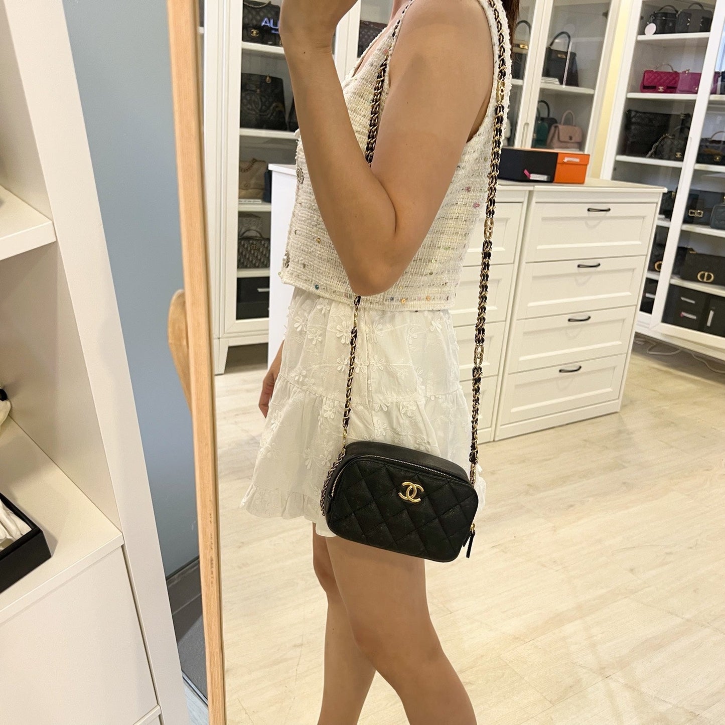 GLM-23C Mini Camera Bag in Black Caviar and AGHW