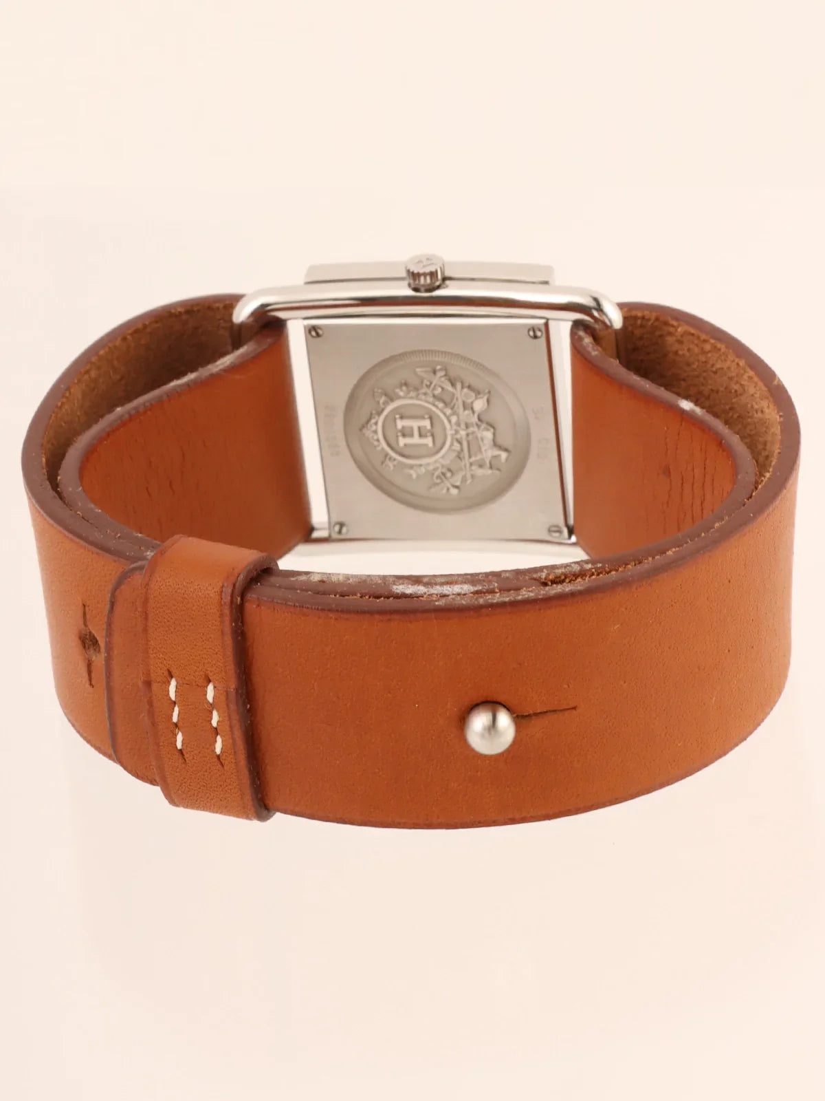 HERMES Barenia Watch Silver/Brown