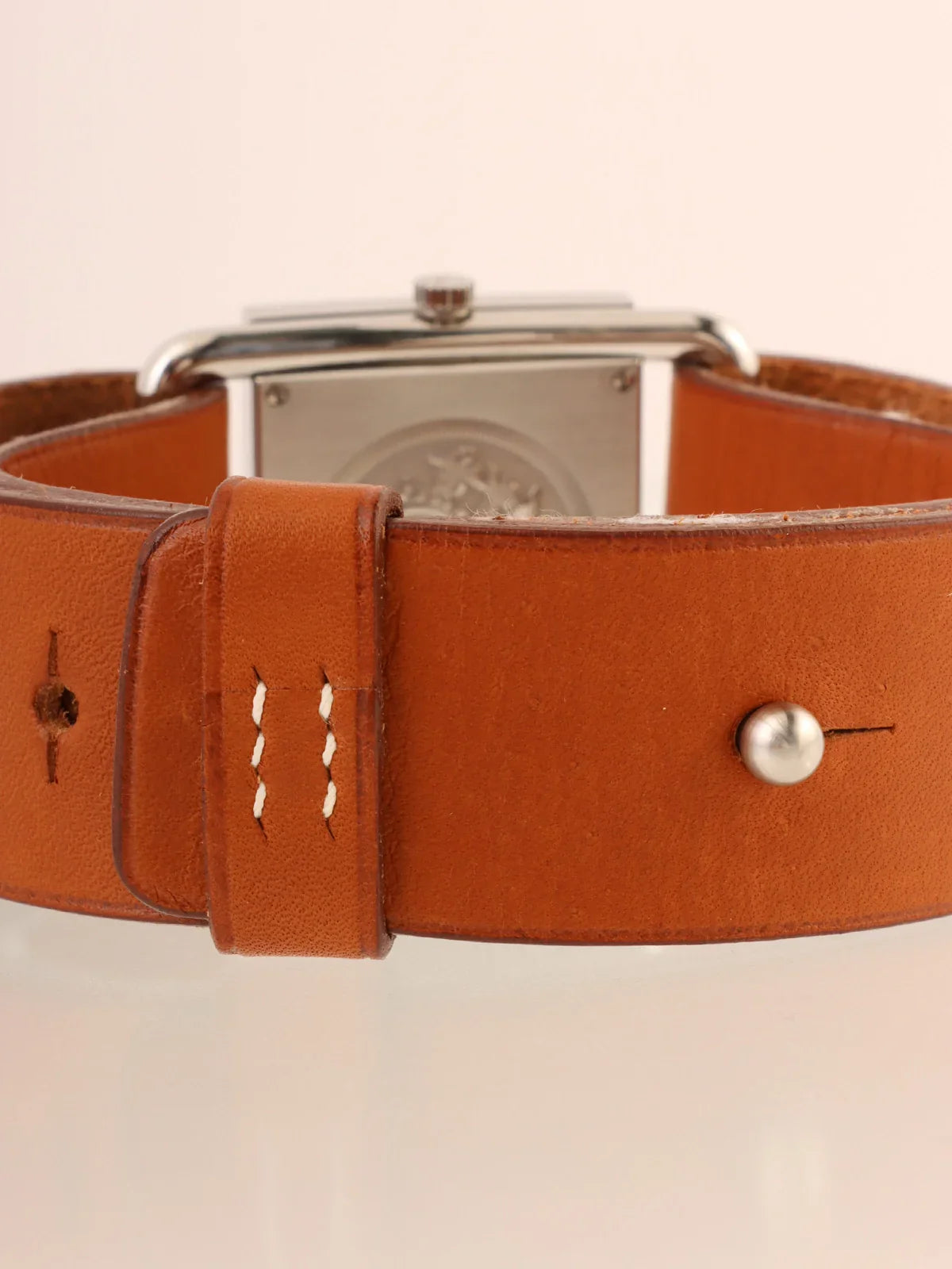 HERMES Barenia Watch Silver/Brown