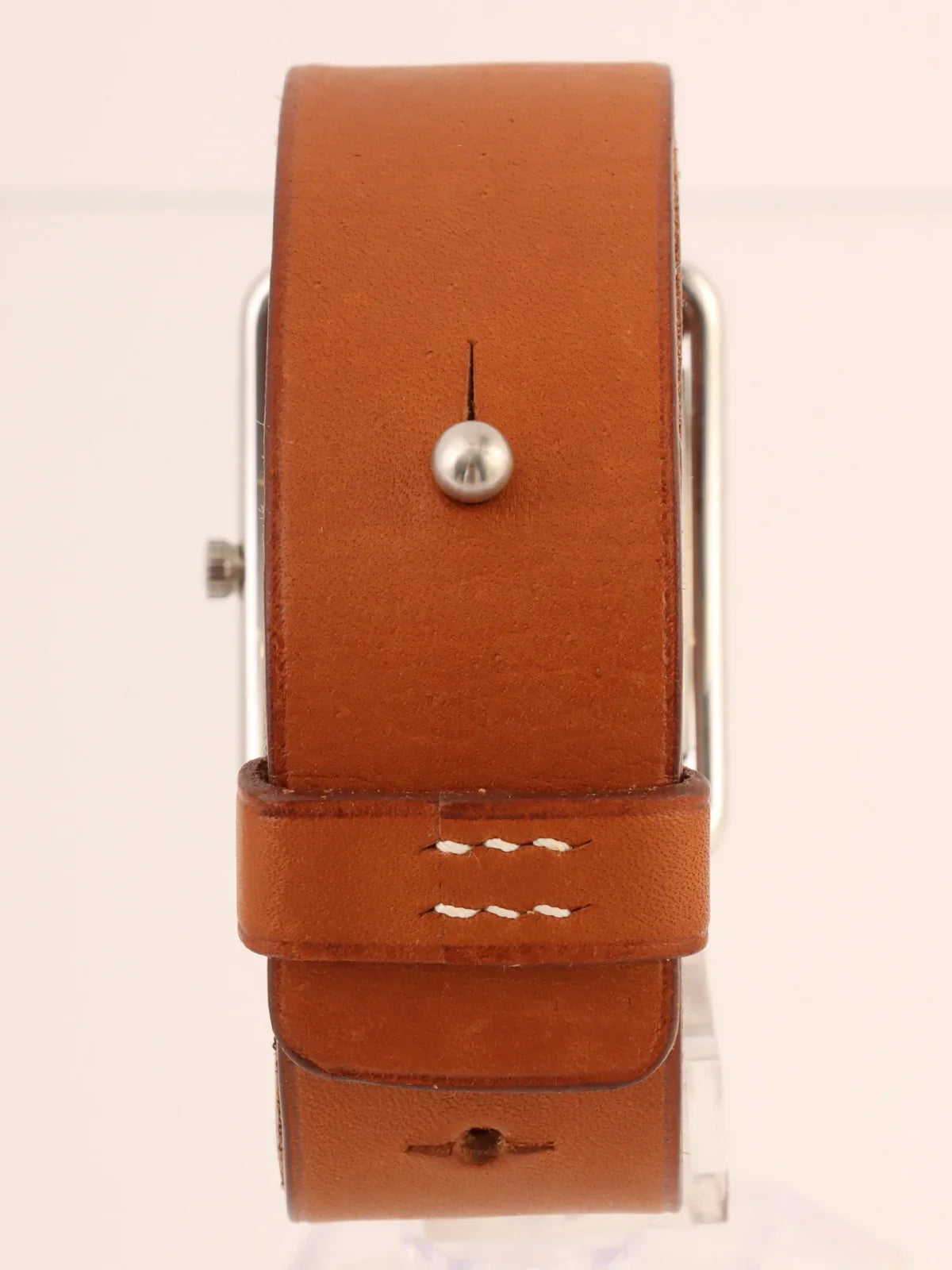 HERMES Barenia Watch Silver/Brown