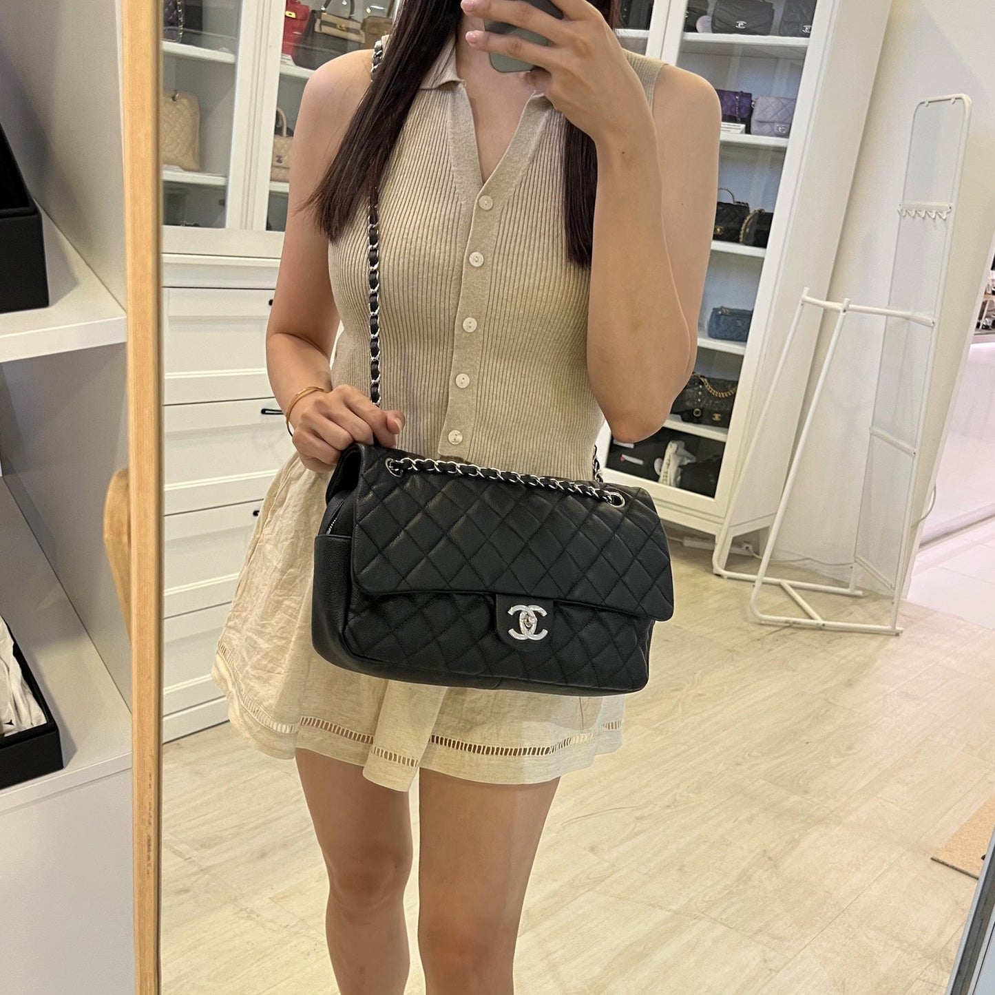 GLM-Easy Caviar Jumbo Flap in Black Caviar and SHW
