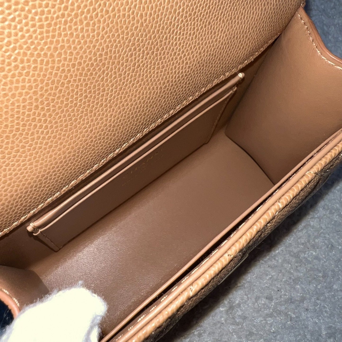GLM-23P Top Handle Kelly Clutch with Chain in Caramel Caviar and GHW (Model: AP3237)