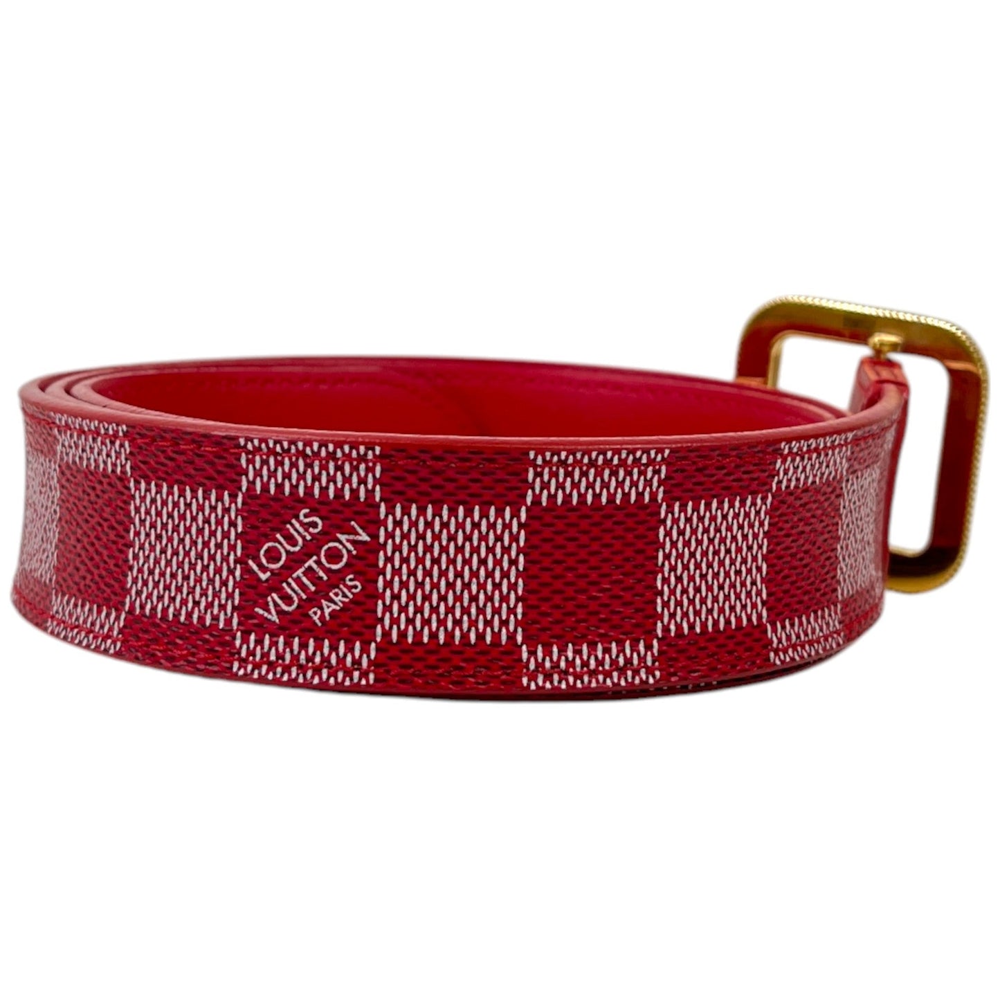 Women's Damier Belt Red Size Waist 30"