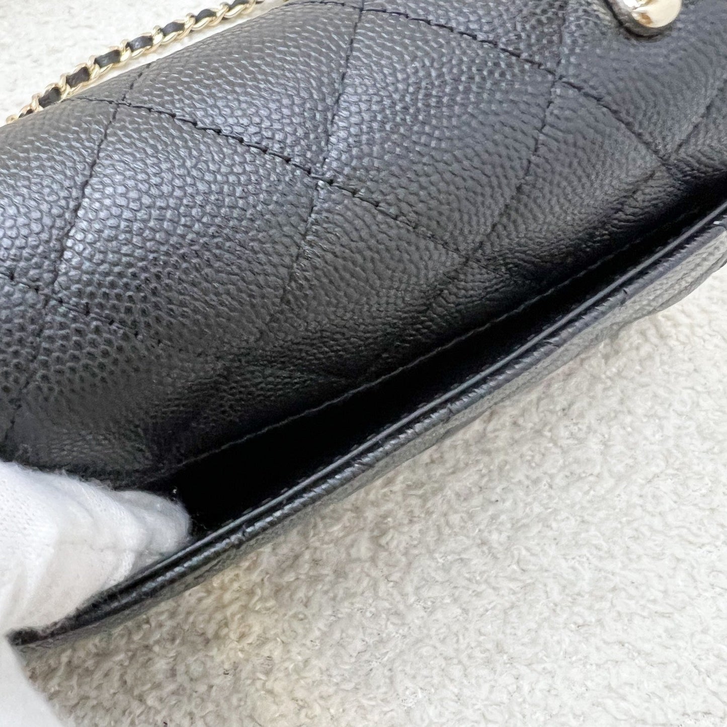 GLM-25S Top Handle Kelly Clutch with Chain in Black Caviar and GHW