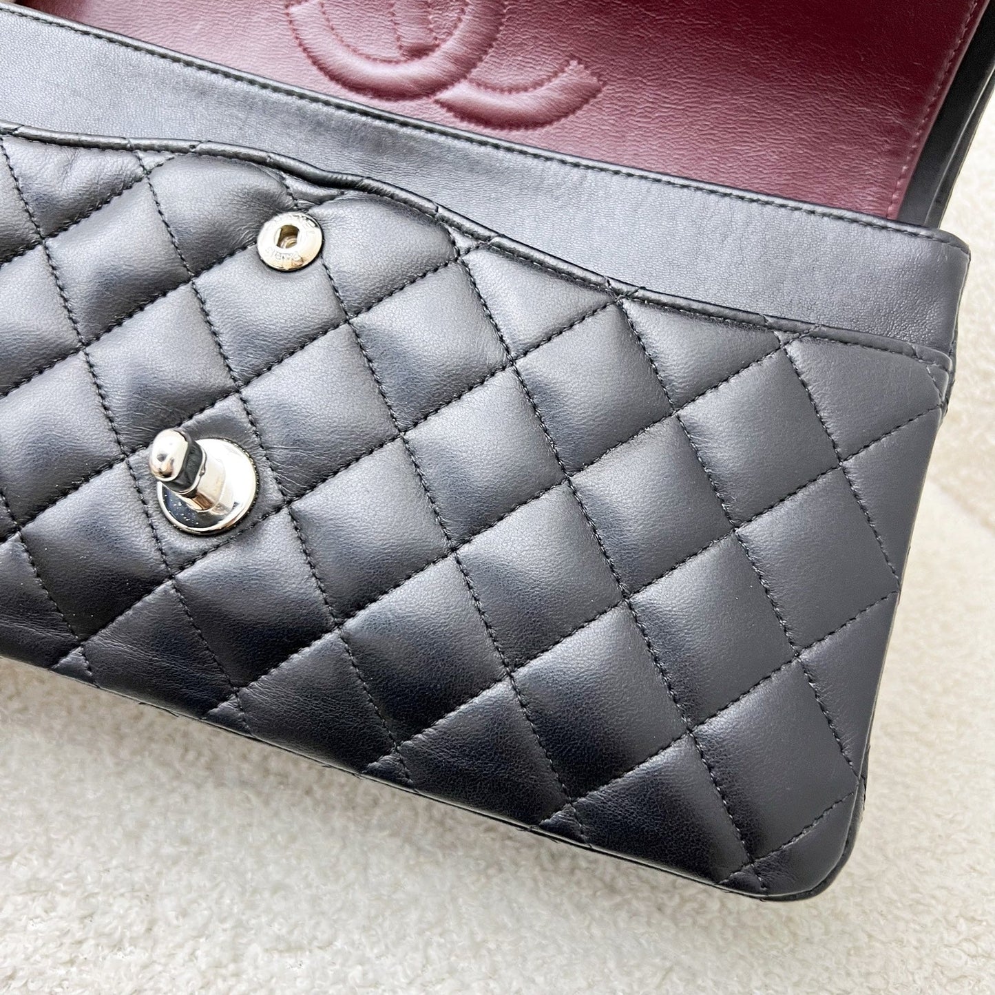 GLM-Medium Classic Flap CF in Black Lambskin and SHW