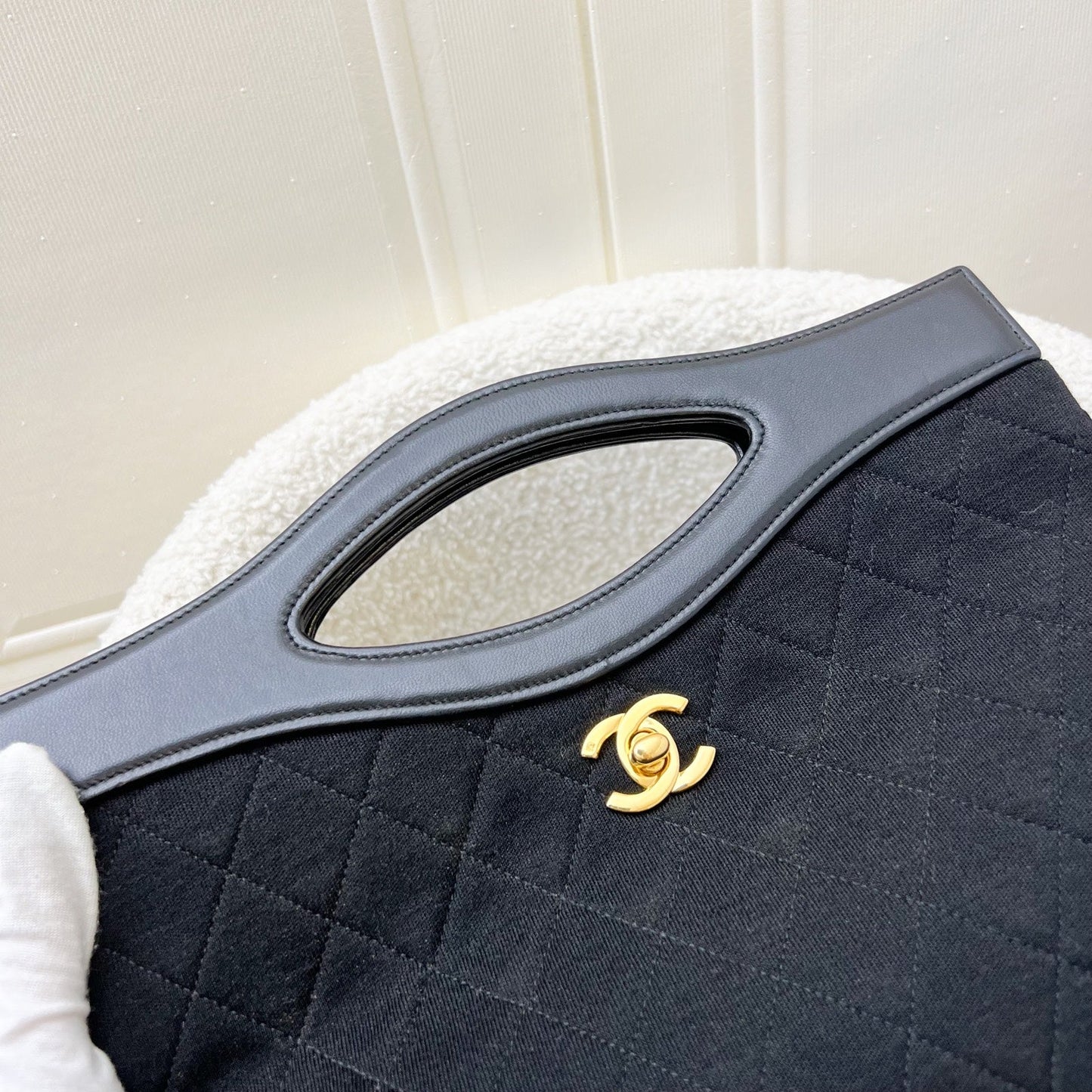 GLM-Large  31 Bag in Black Fabric and Lambskin and 24K GHW