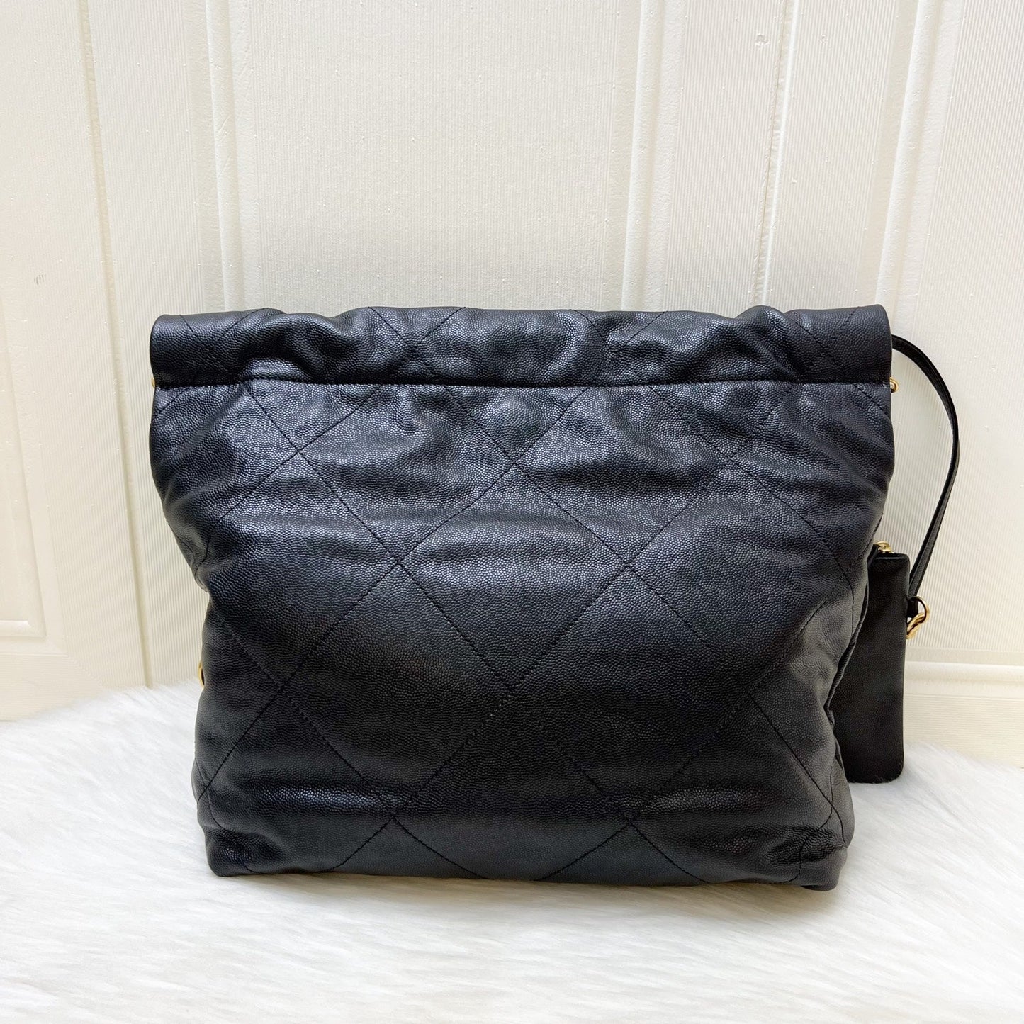 GLM-22 Small Hobo Handbag in Black Shiny Caviar and AGHW (Model: AS3260)