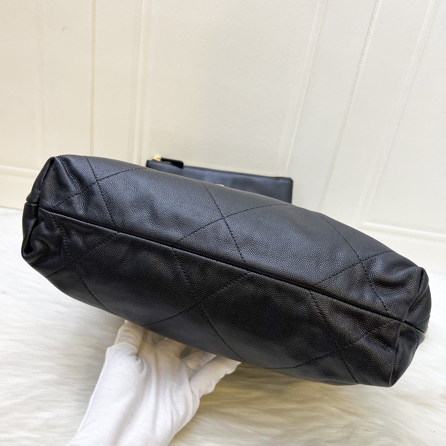 GLM-22 Small Hobo Handbag in Black Shiny Caviar and AGHW (Model: AS3260)