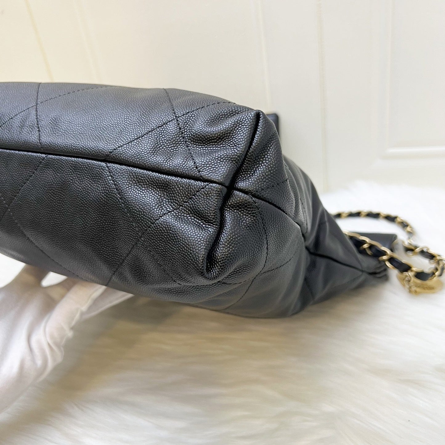 GLM-22 Small Hobo Handbag in Black Shiny Caviar and AGHW (Model: AS3260)