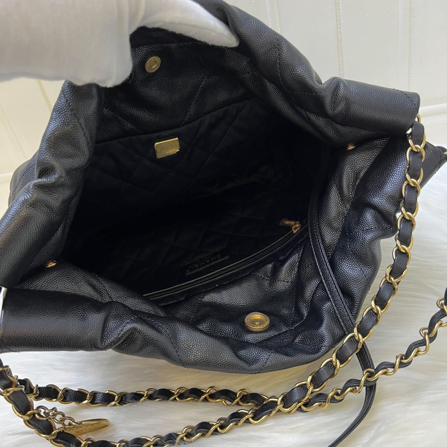 GLM-22 Small Hobo Handbag in Black Shiny Caviar and AGHW (Model: AS3260)