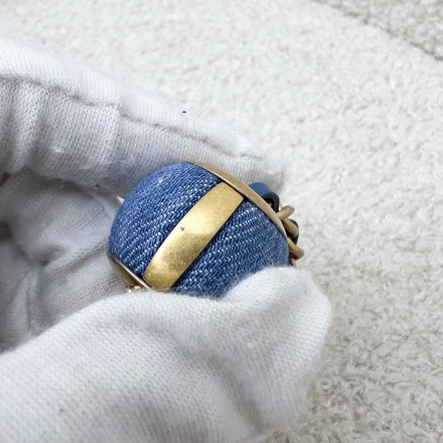 GLM-22C Pearl Crush Flap Coin Purse / Card Holder in Denim and AGHW