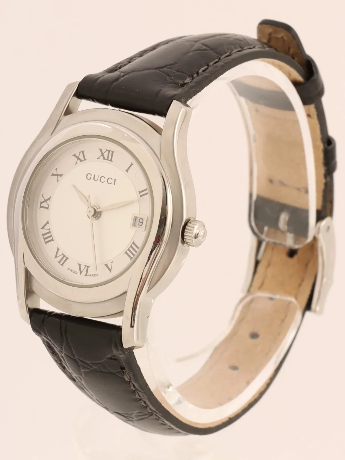 GUCCI Round Logo Face Watch Silver/Black
