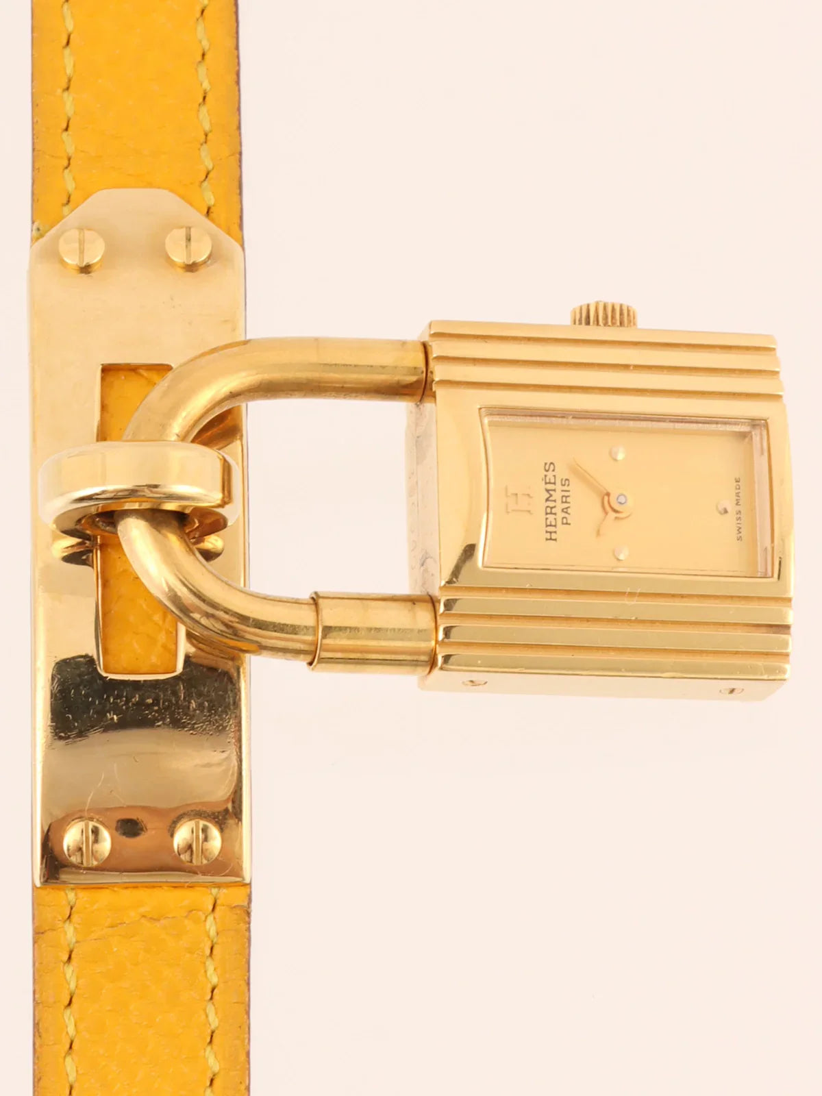 HERMES 1989 Made Kelly Watch Yellow/Gold