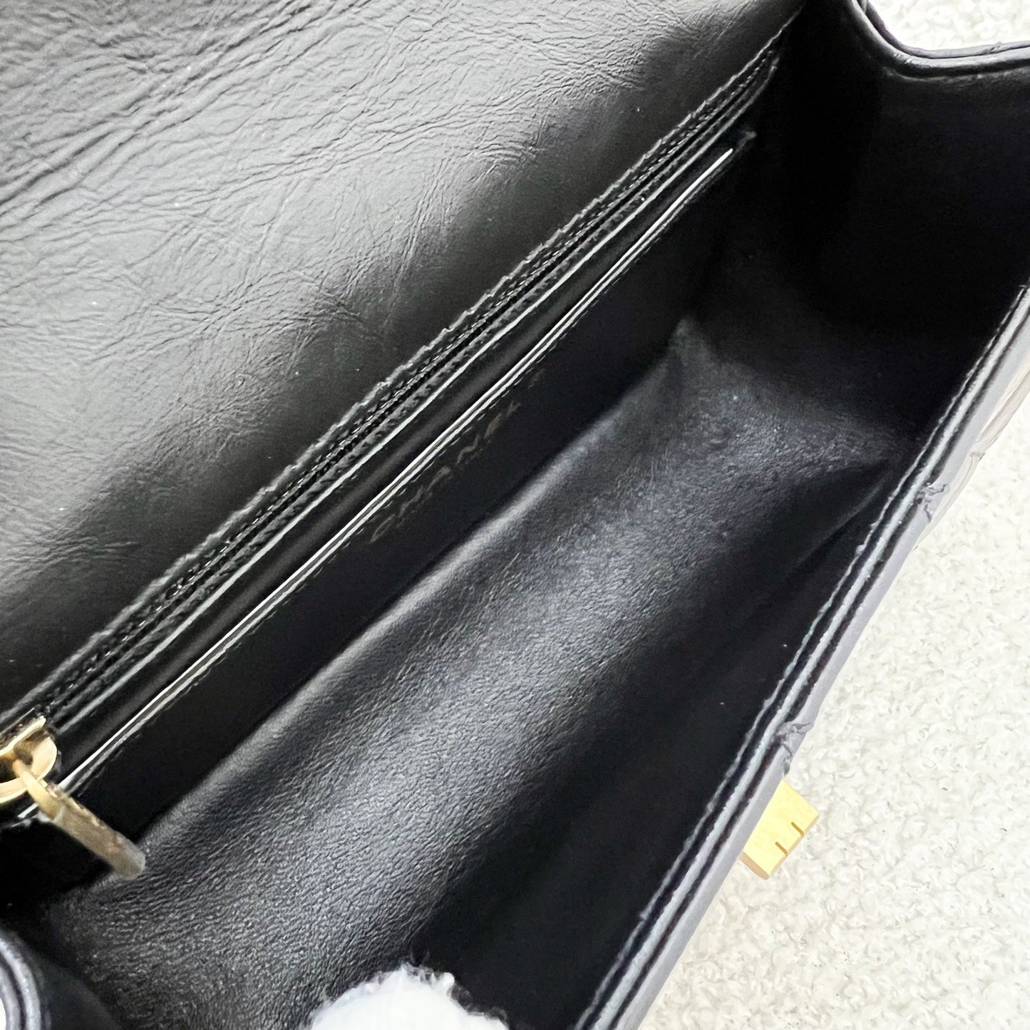 GLM-Classic 2.55 Reissue Mini Flap in Black Distressed Calfskin AGHW (Model: AS0874)