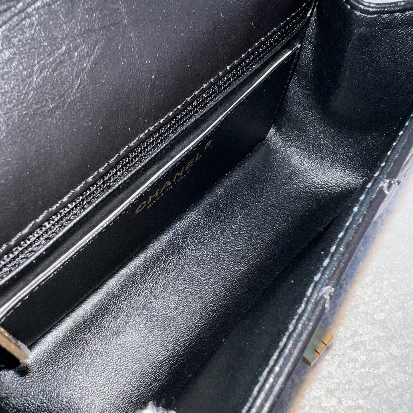 GLM-Classic 2.55 Reissue Mini Flap in Black Distressed Calfskin AGHW (Model: AS0874)