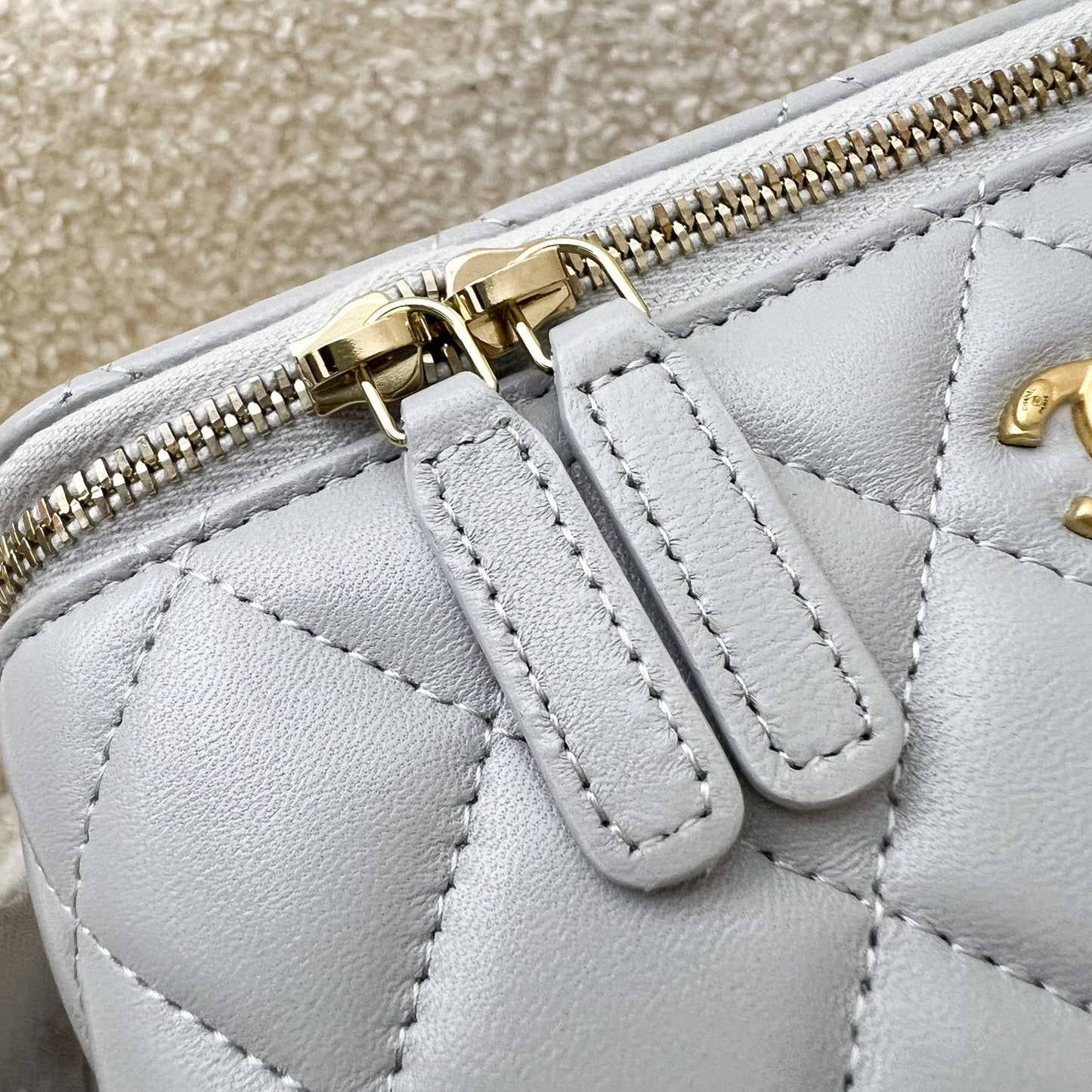 GLM-Pearl Crush Small Vanity in Grey Lambskin and AGHW (Model: AP2303)