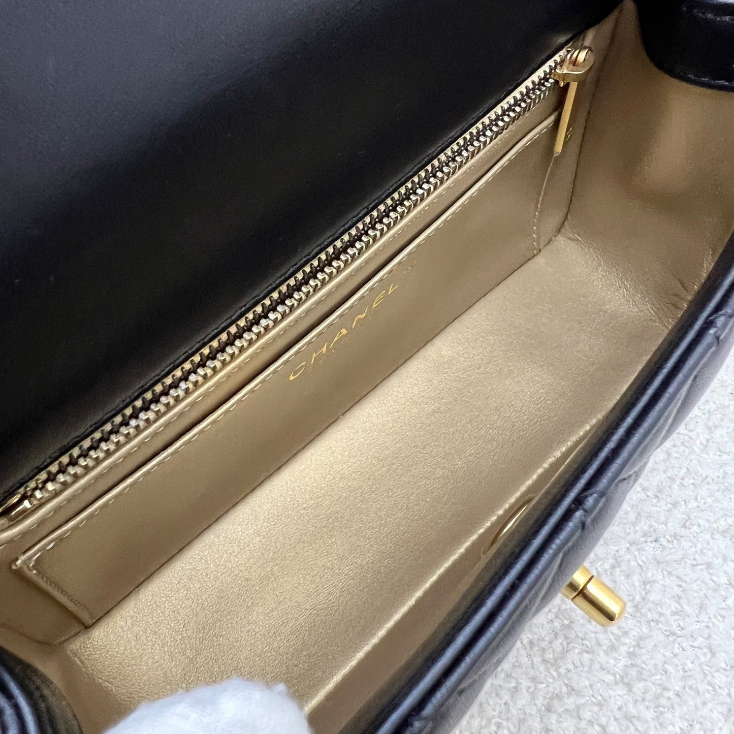 GLM-Pearl Crush Mini Rectangular Flap in 23K Black Stiff Lambskin and AGHW (Model: AS1787)