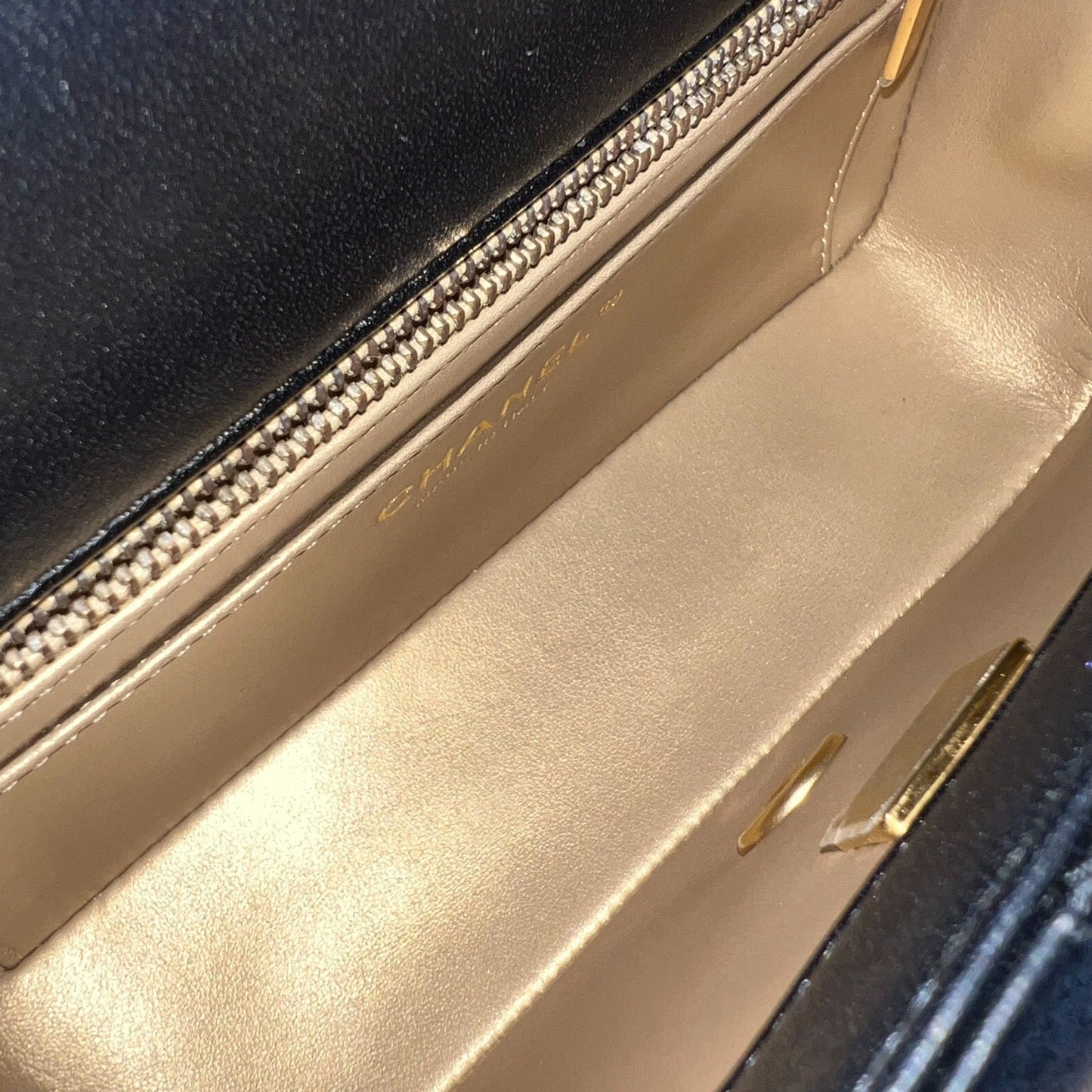 GLM-Pearl Crush Mini Rectangular Flap in 23K Black Stiff Lambskin and AGHW (Model: AS1787)