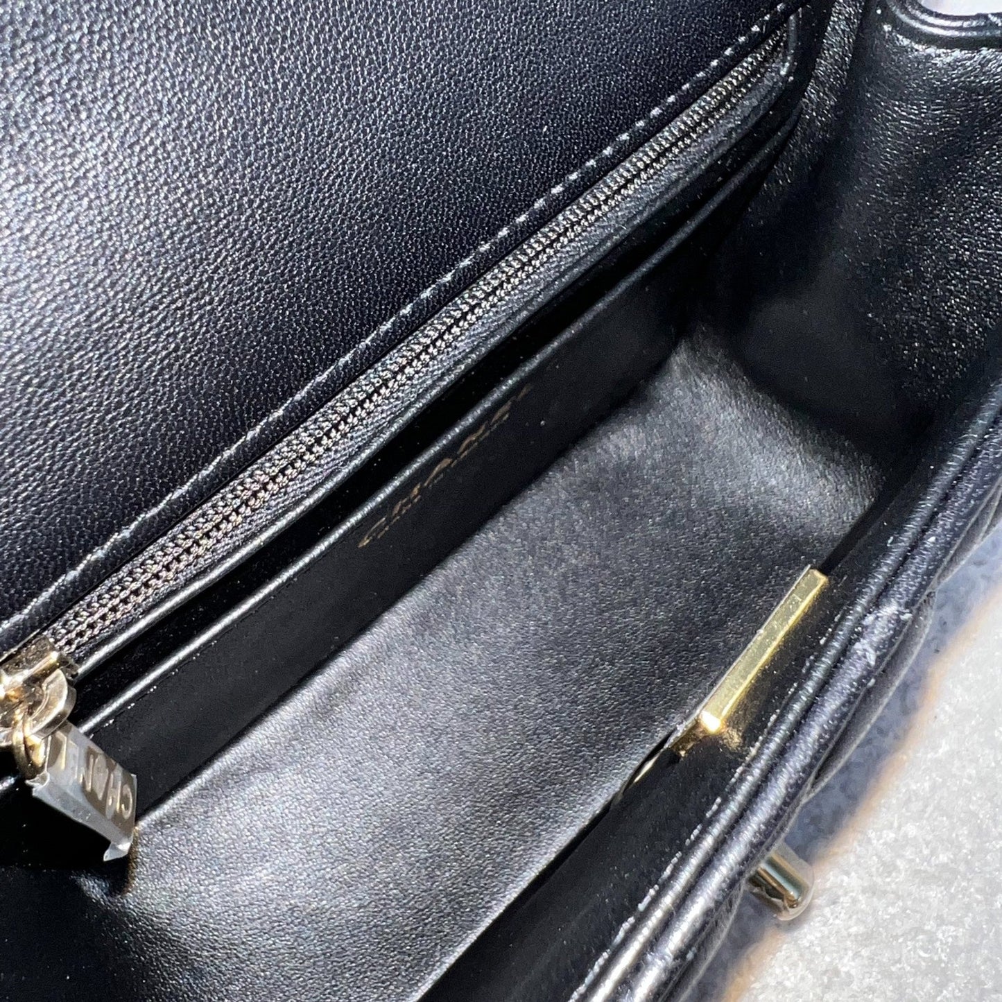 GLM-Classic Square Mini Flap in Black Lambskin and LGHW