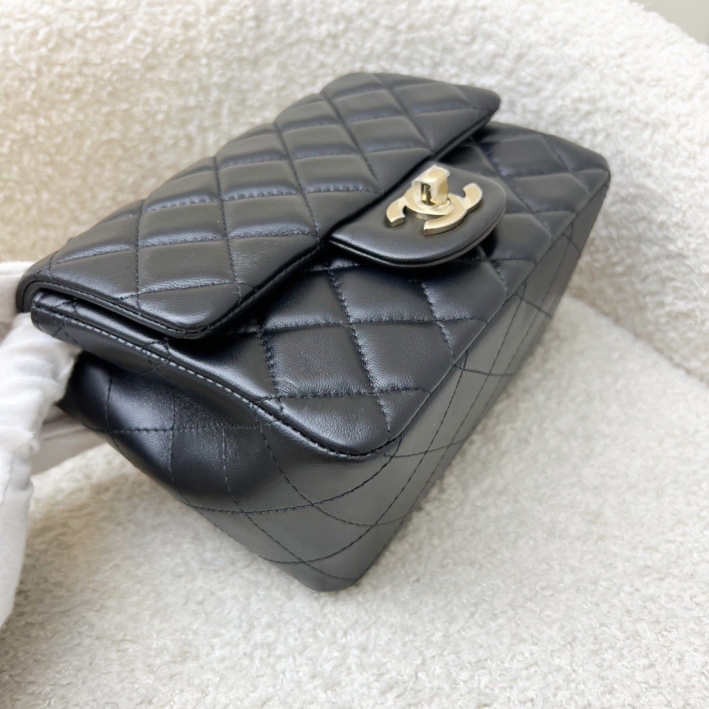 GLM-Classic Square Mini Flap in Black Lambskin and LGHW