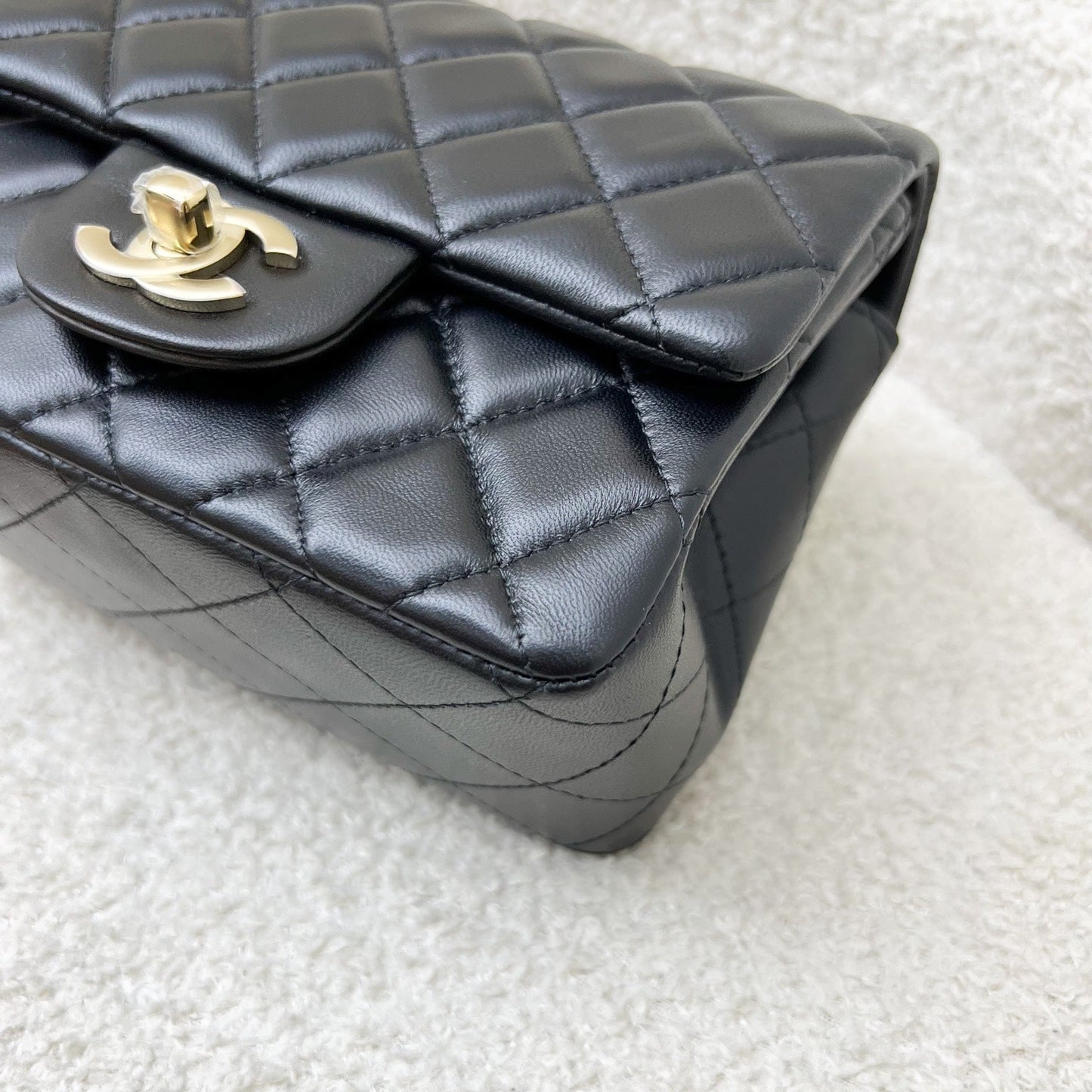 GLM-Classic Square Mini Flap in Black Lambskin and LGHW
