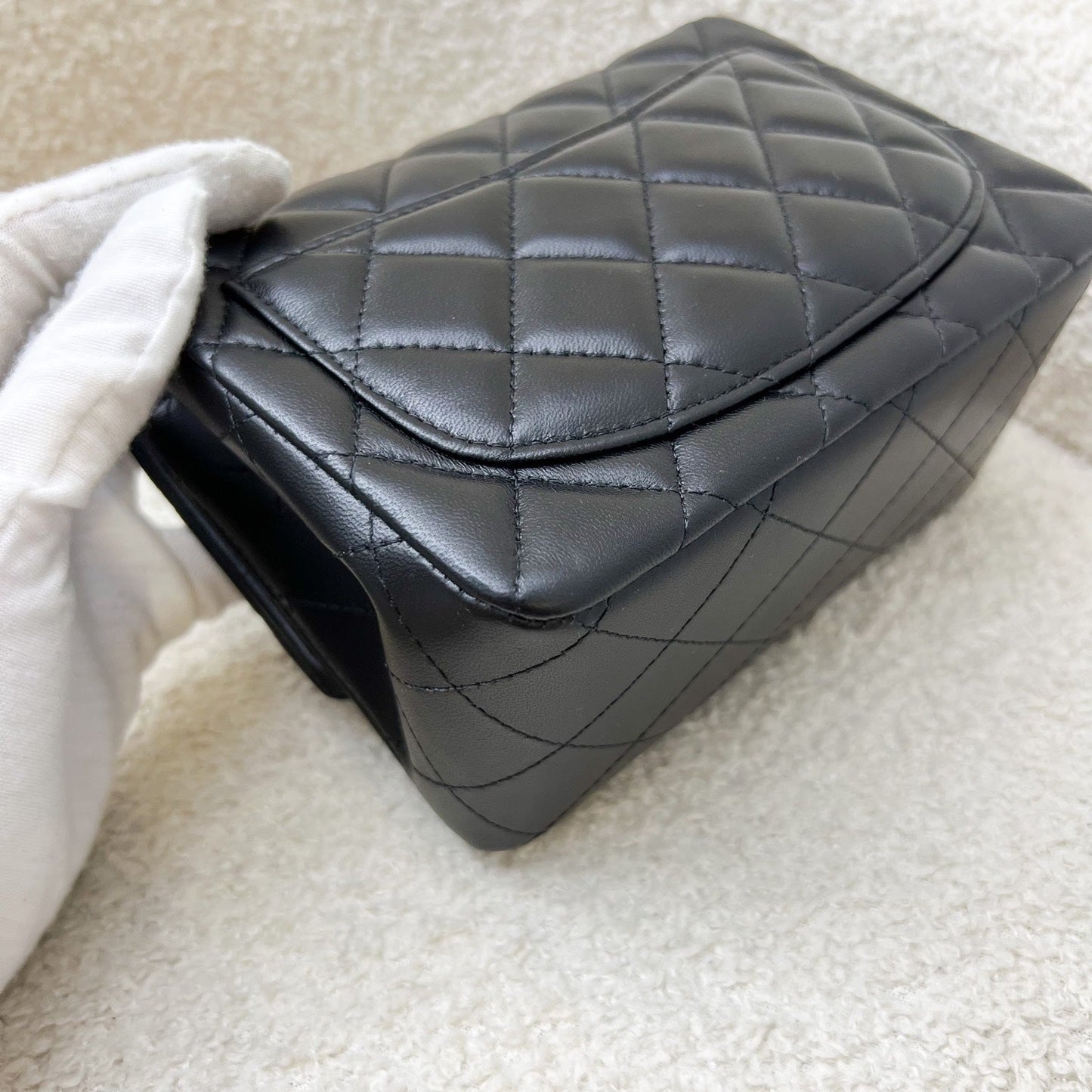 GLM-Classic Square Mini Flap in Black Lambskin and LGHW