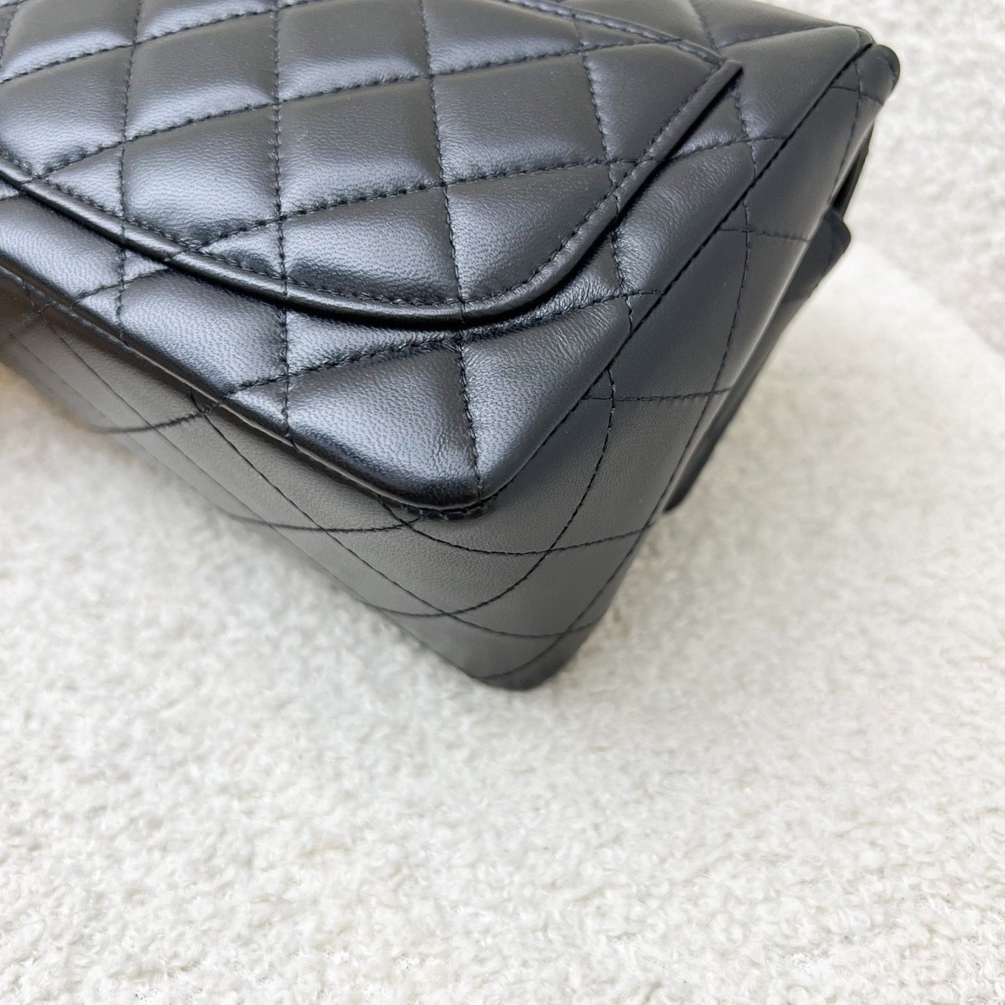 GLM-Classic Square Mini Flap in Black Lambskin and LGHW