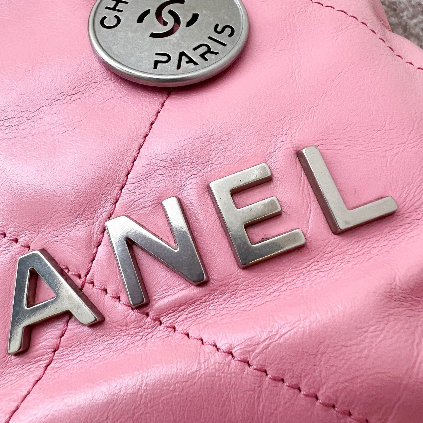 GLM-22 Mini Hobo Handbag in Pink Shiny Calfskin and SHW (Model: AS3980)
