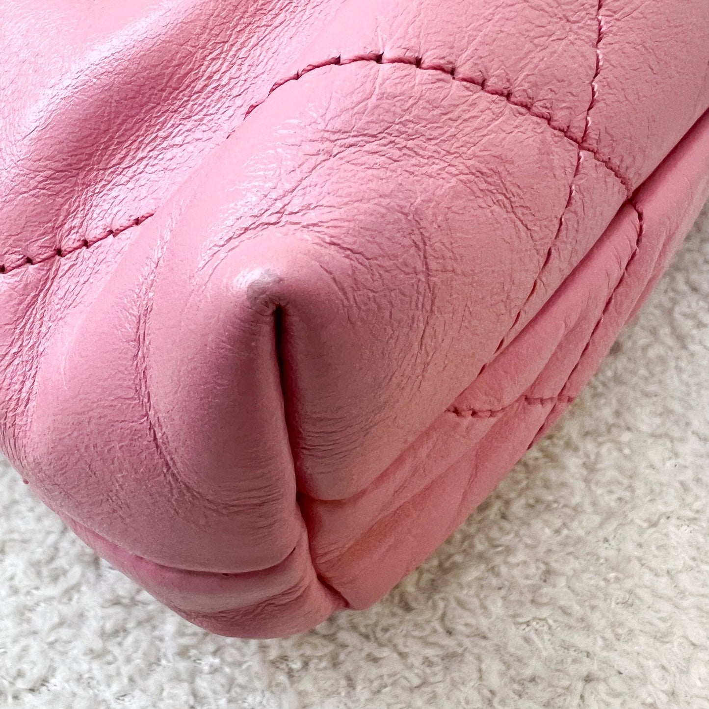 GLM-22 Mini Hobo Handbag in Pink Shiny Calfskin and SHW (Model: AS3980)