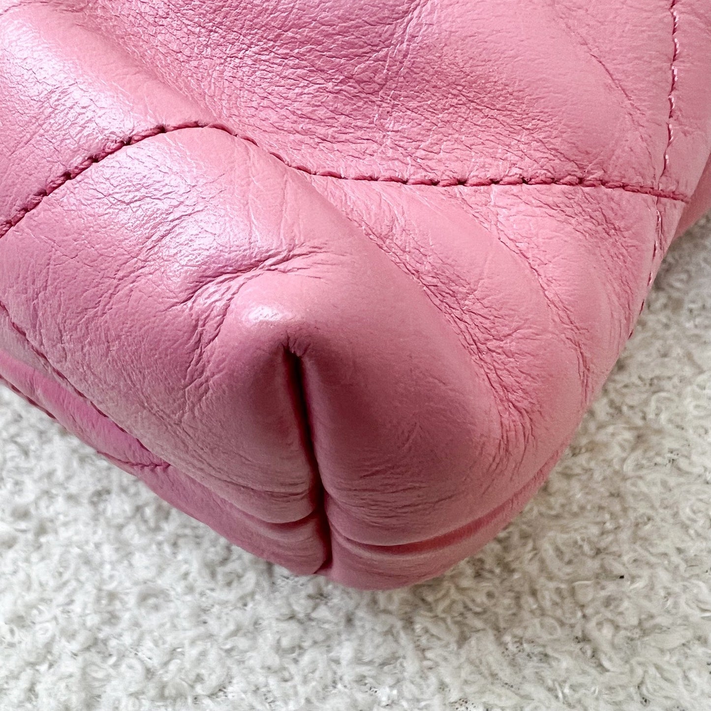 GLM-22 Mini Hobo Handbag in Pink Shiny Calfskin and SHW (Model: AS3980)