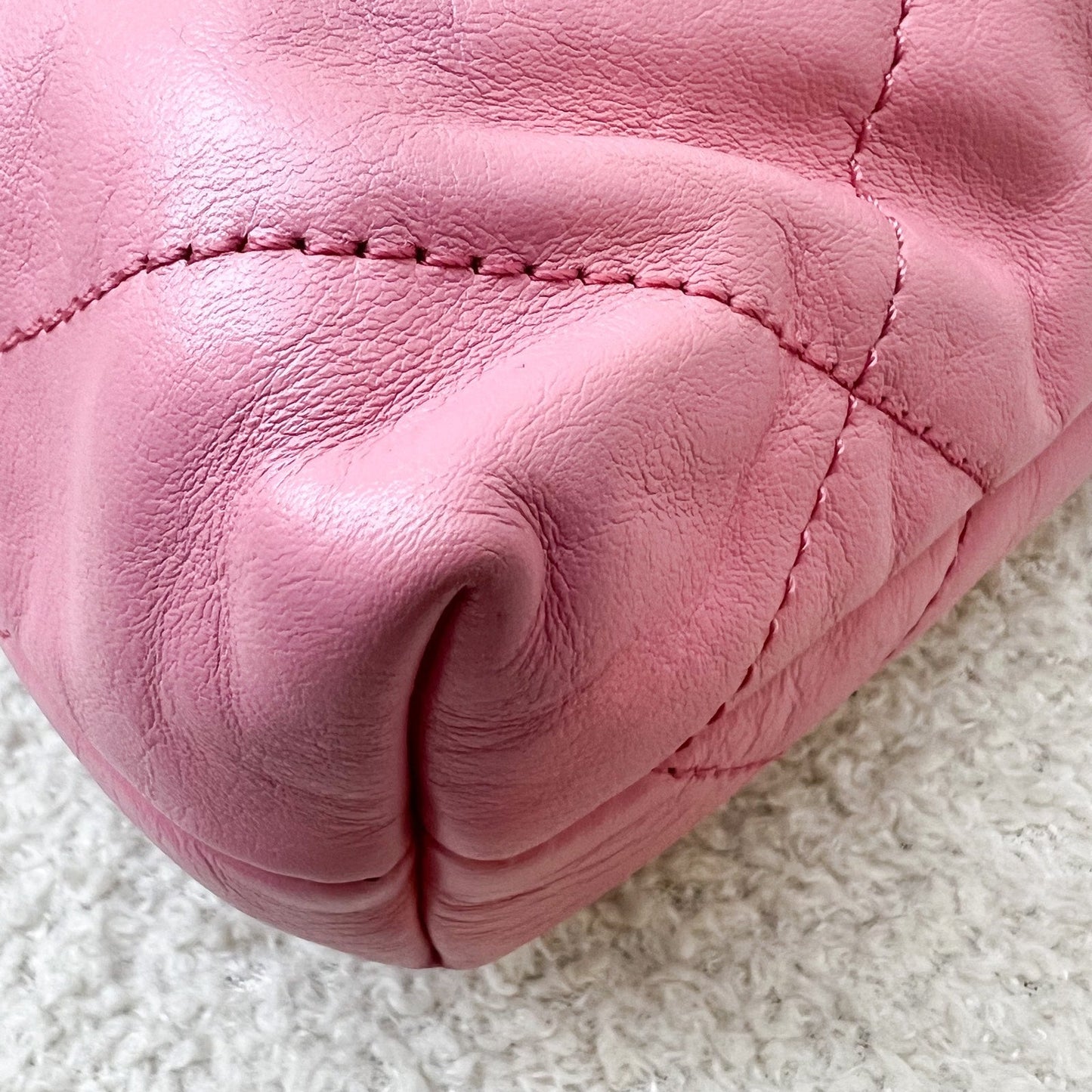 GLM-22 Mini Hobo Handbag in Pink Shiny Calfskin and SHW (Model: AS3980)