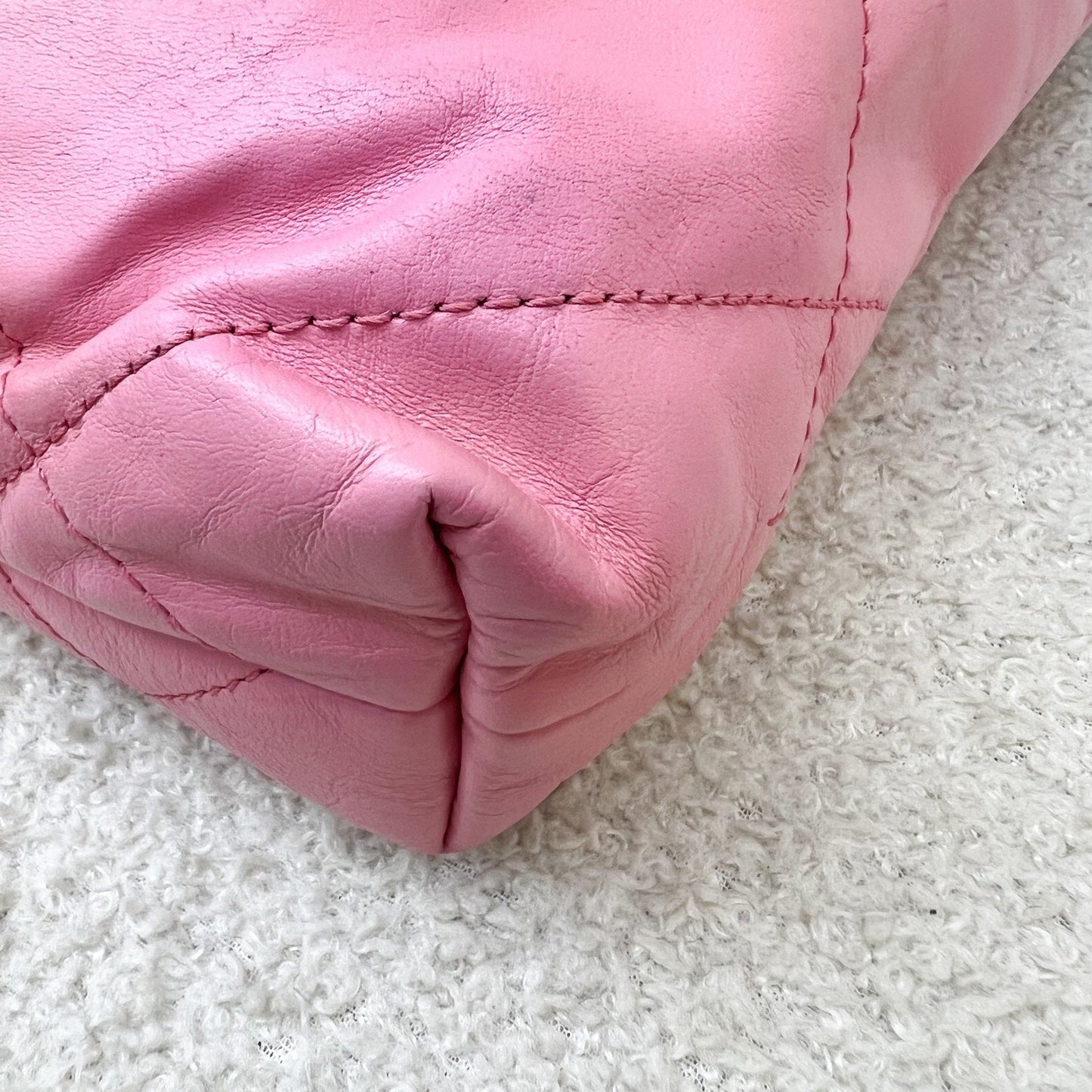 GLM-22 Mini Hobo Handbag in Pink Shiny Calfskin and SHW (Model: AS3980)