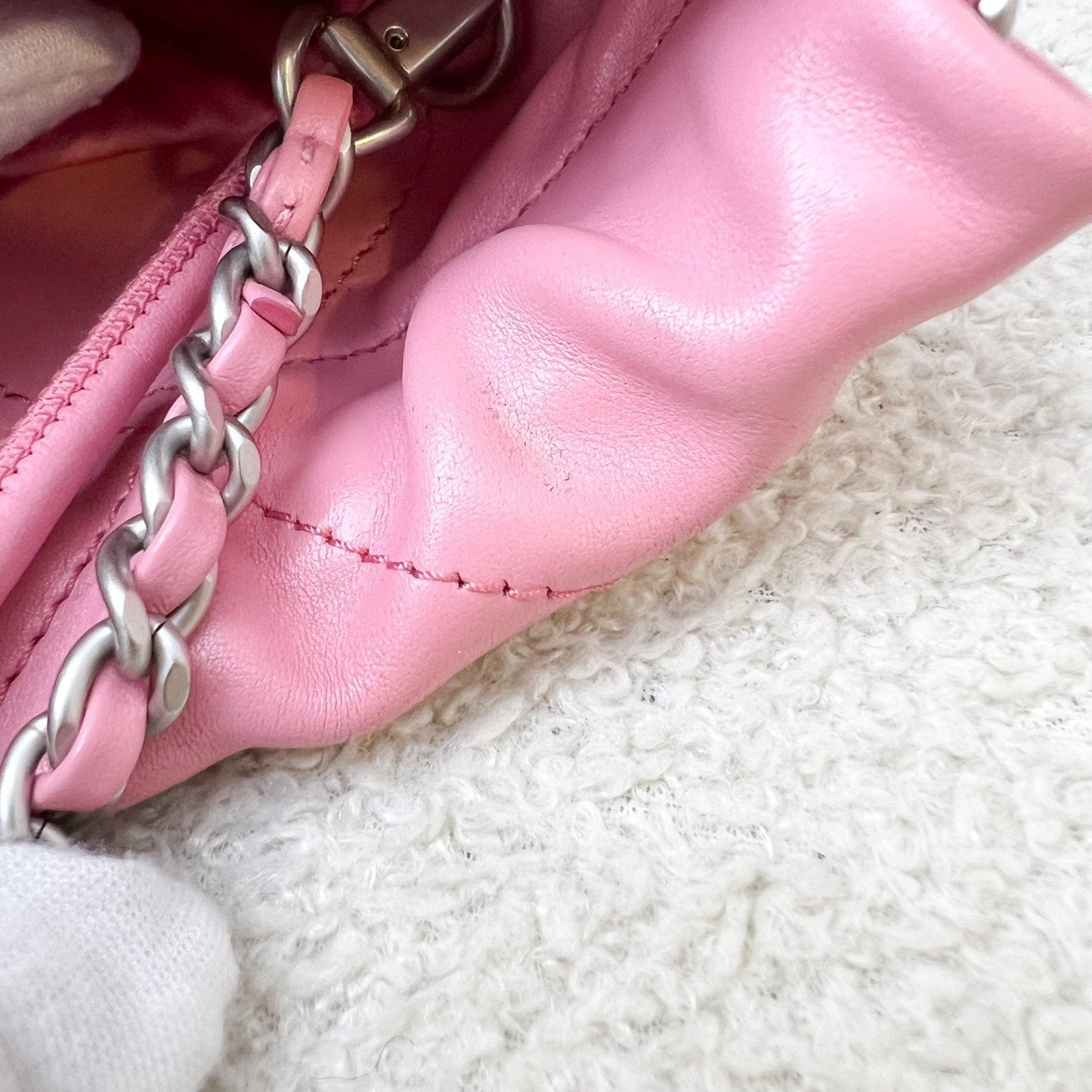 GLM-22 Mini Hobo Handbag in Pink Shiny Calfskin and SHW (Model: AS3980)