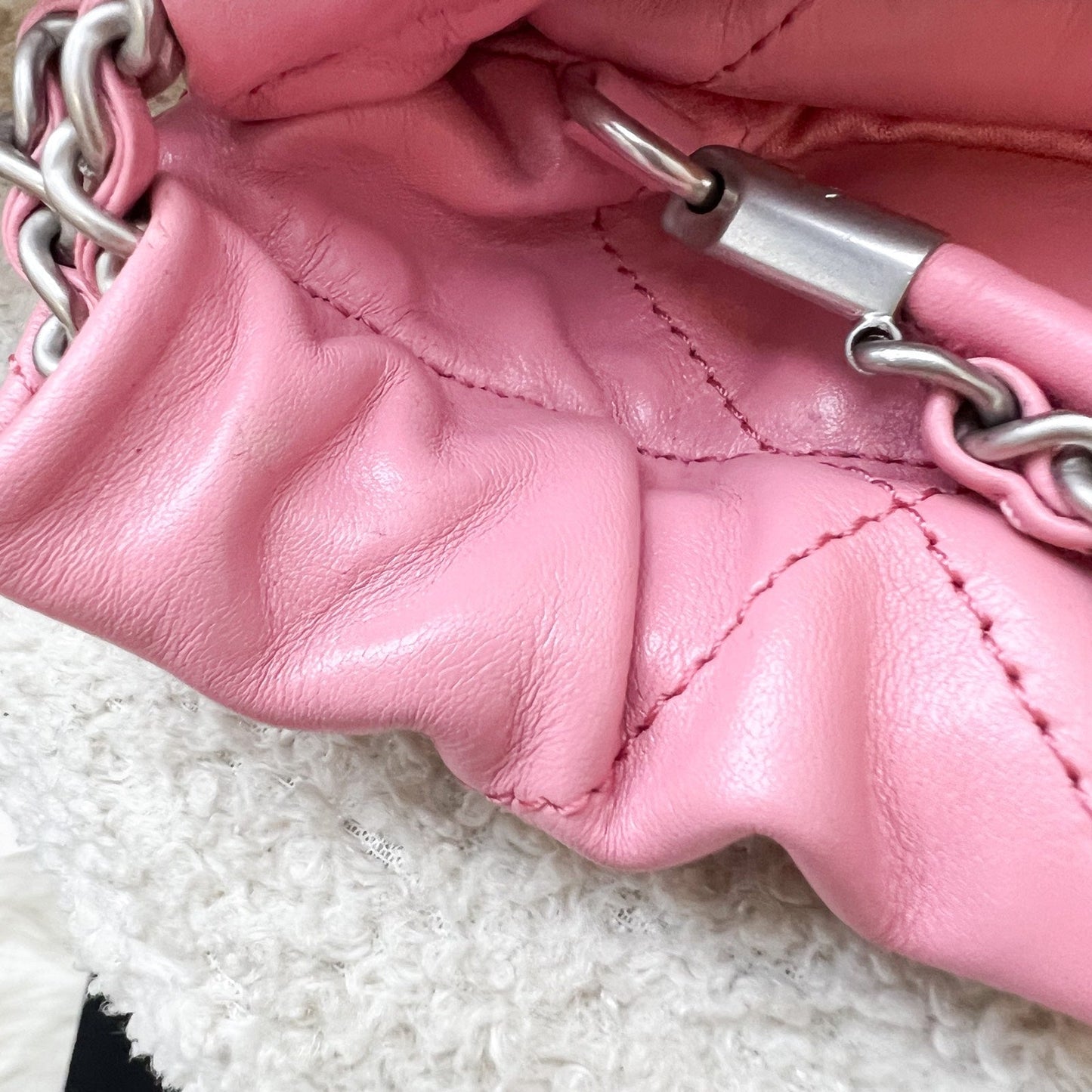 GLM-22 Mini Hobo Handbag in Pink Shiny Calfskin and SHW (Model: AS3980)