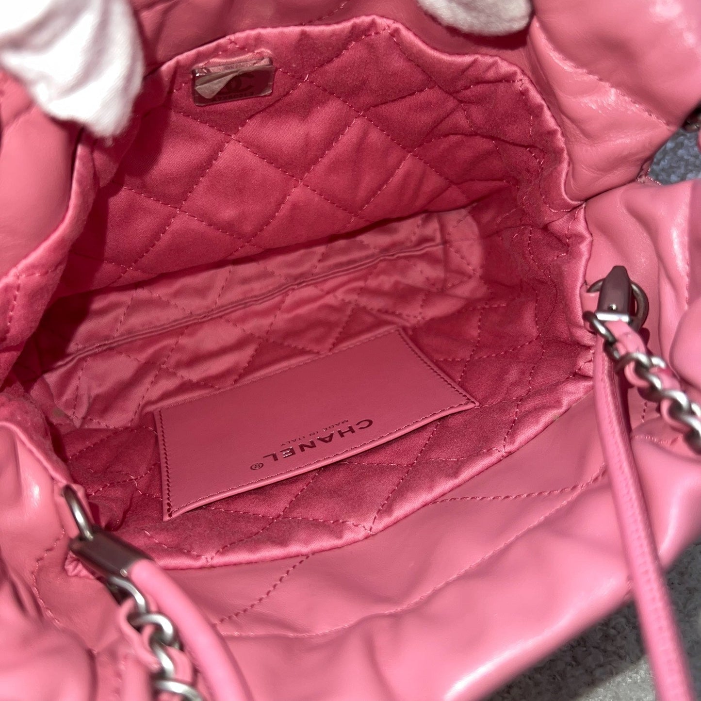 GLM-22 Mini Hobo Handbag in Pink Shiny Calfskin and SHW (Model: AS3980)