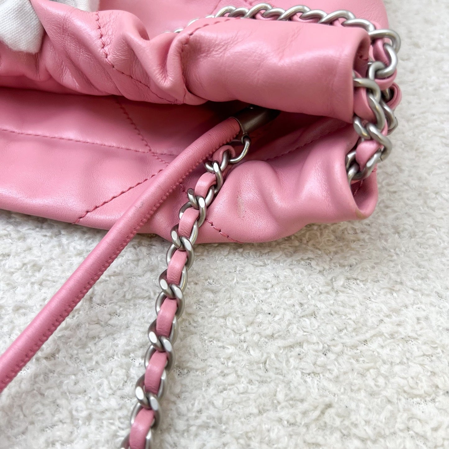 GLM-22 Mini Hobo Handbag in Pink Shiny Calfskin and SHW (Model: AS3980)