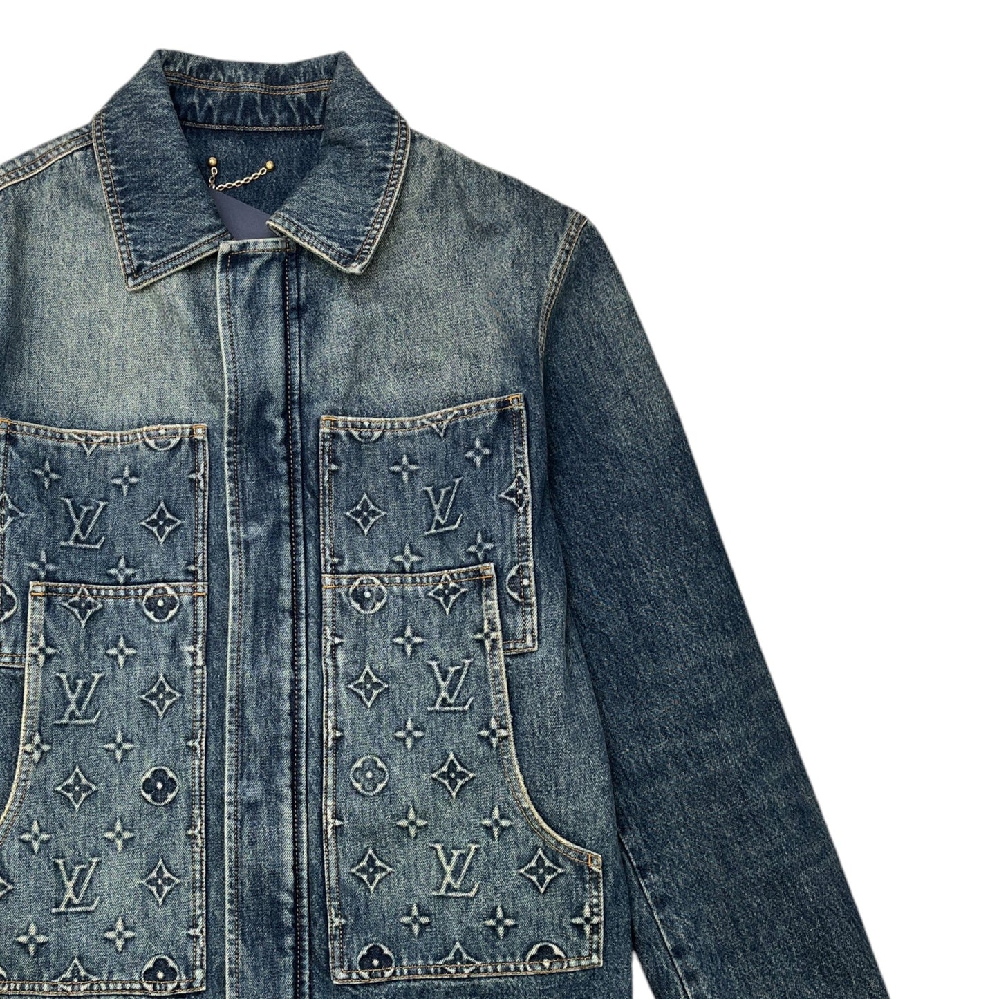 Men's Monogram Workwear Denim Jacket Blue Size IT 52 / XL